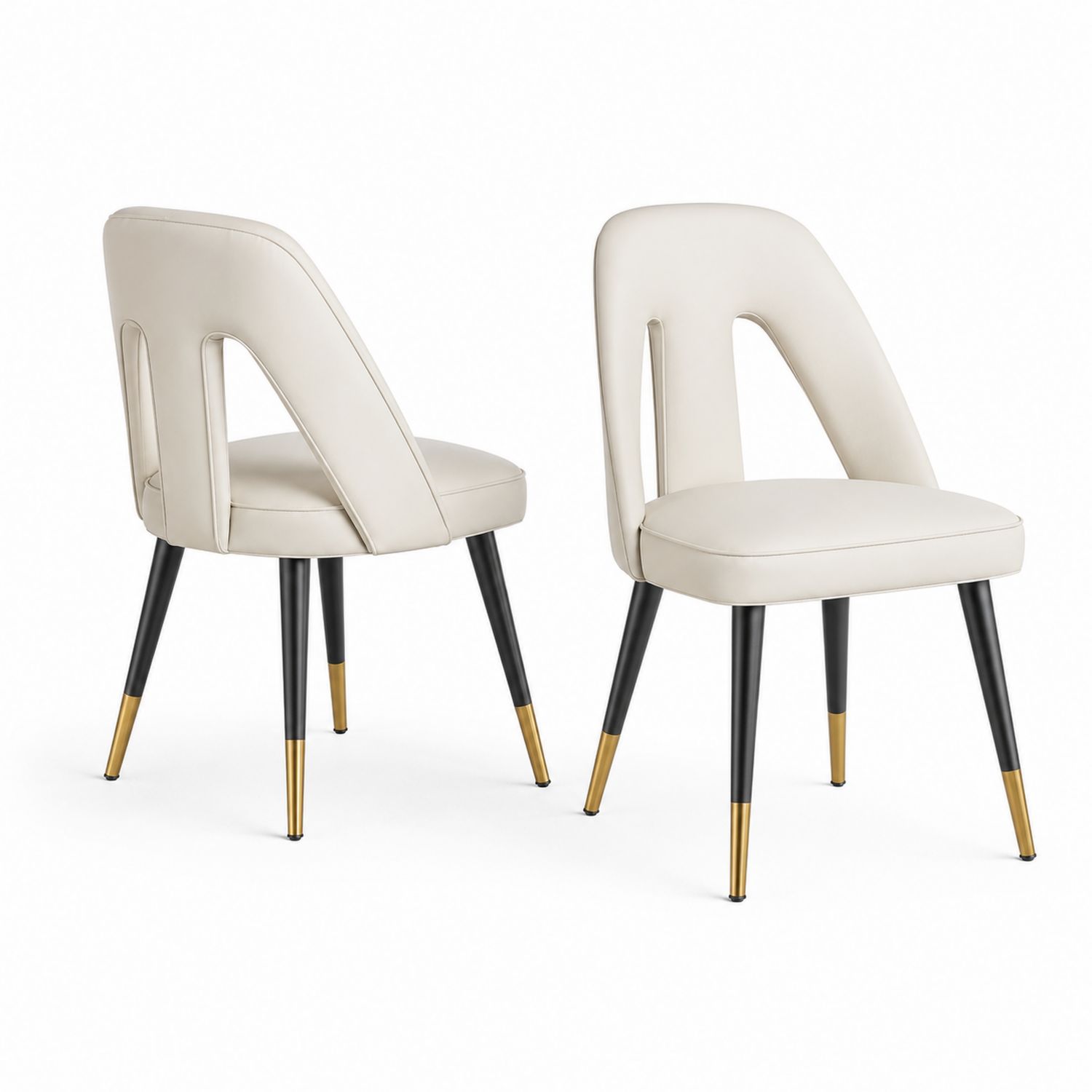 Chaises en polyuréthane et métal, 85 cm, Crème, lot de 2