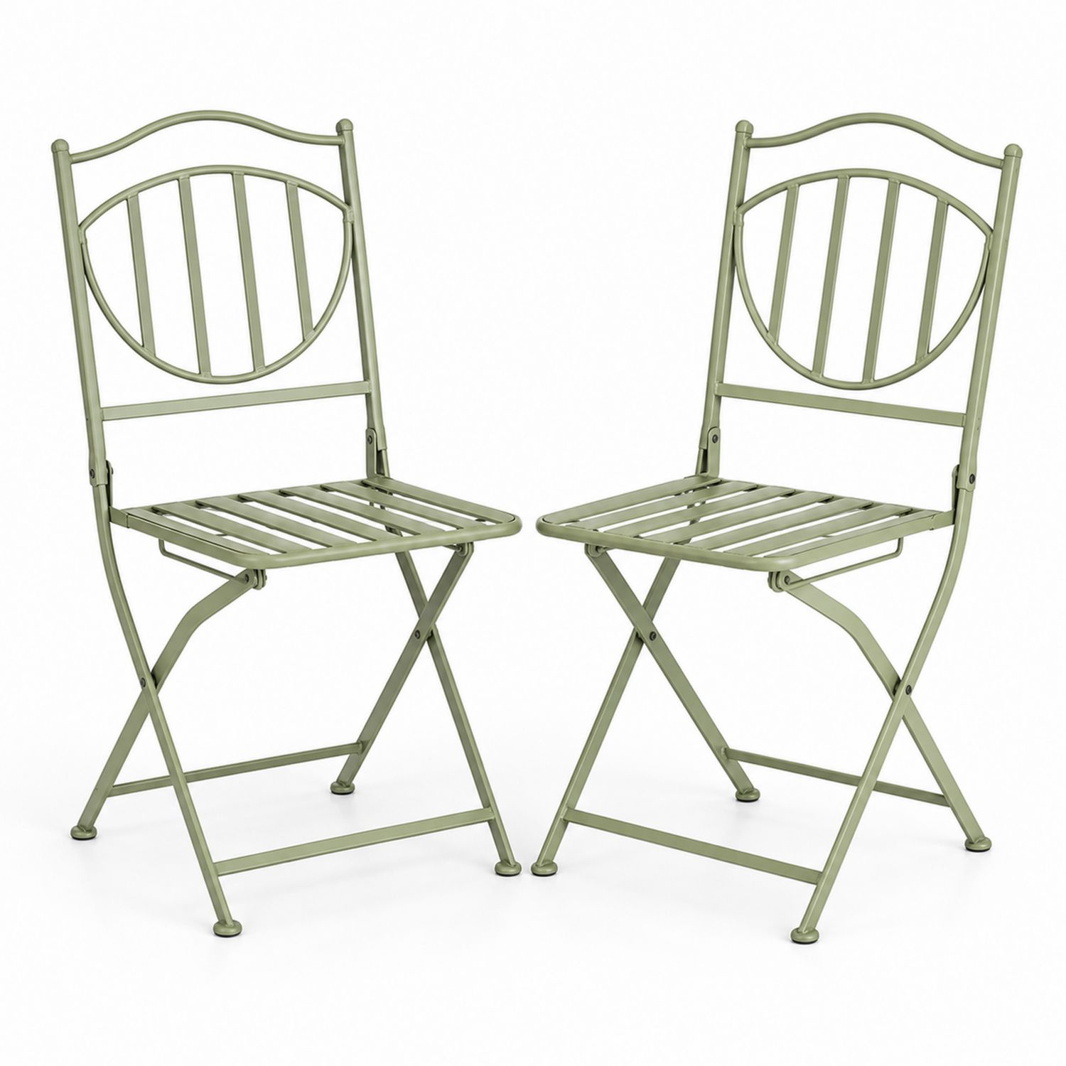 Lot de 2 chaises pliantes en métal pour extérieur, Vert