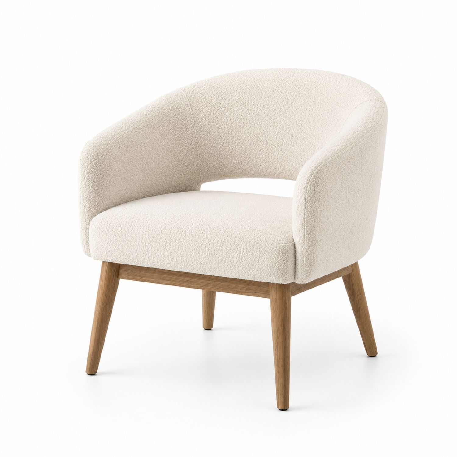Chaise en bois et tissu bouclette Blanc
