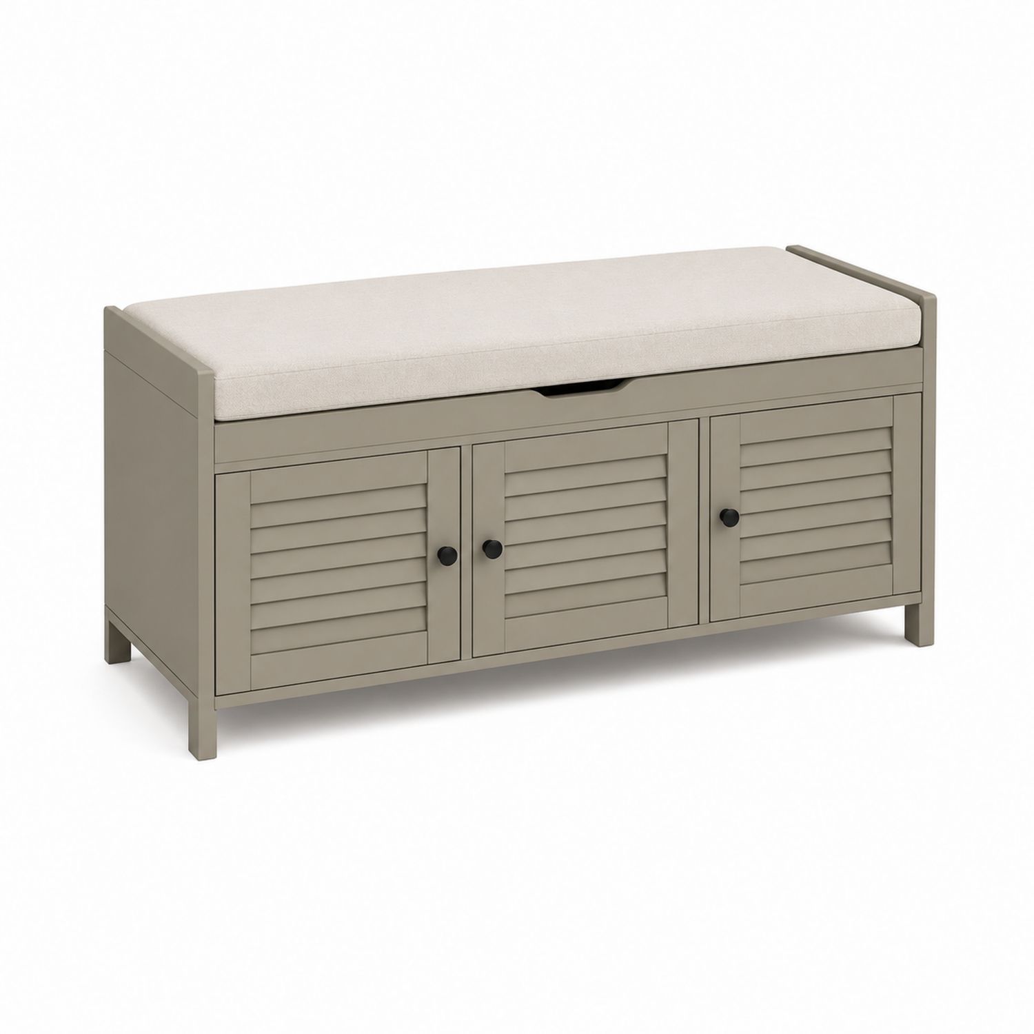Banc de rangement en bois avec coussin en polyester