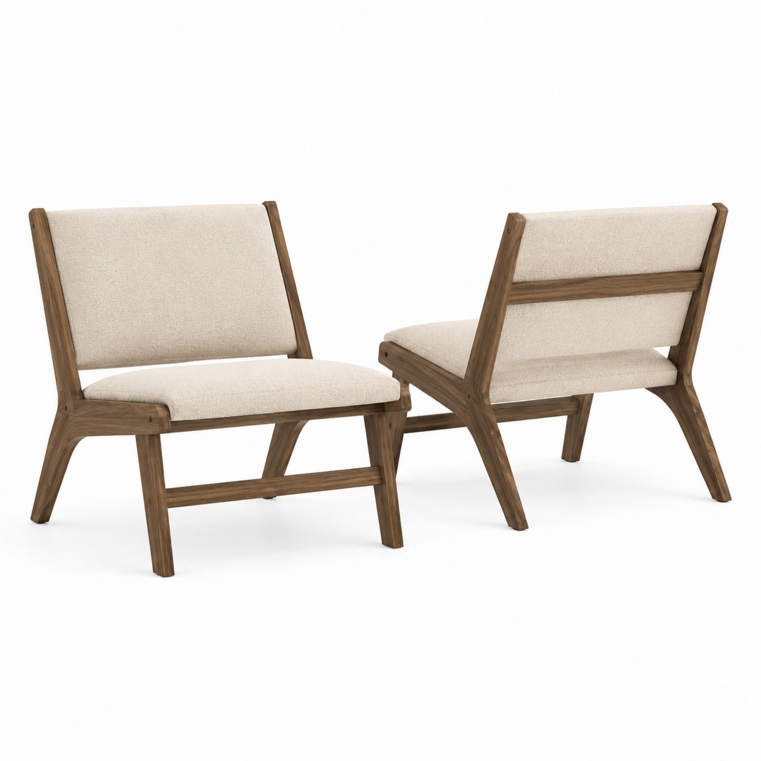 Chaises en bois et tissu Beige Lot de 2