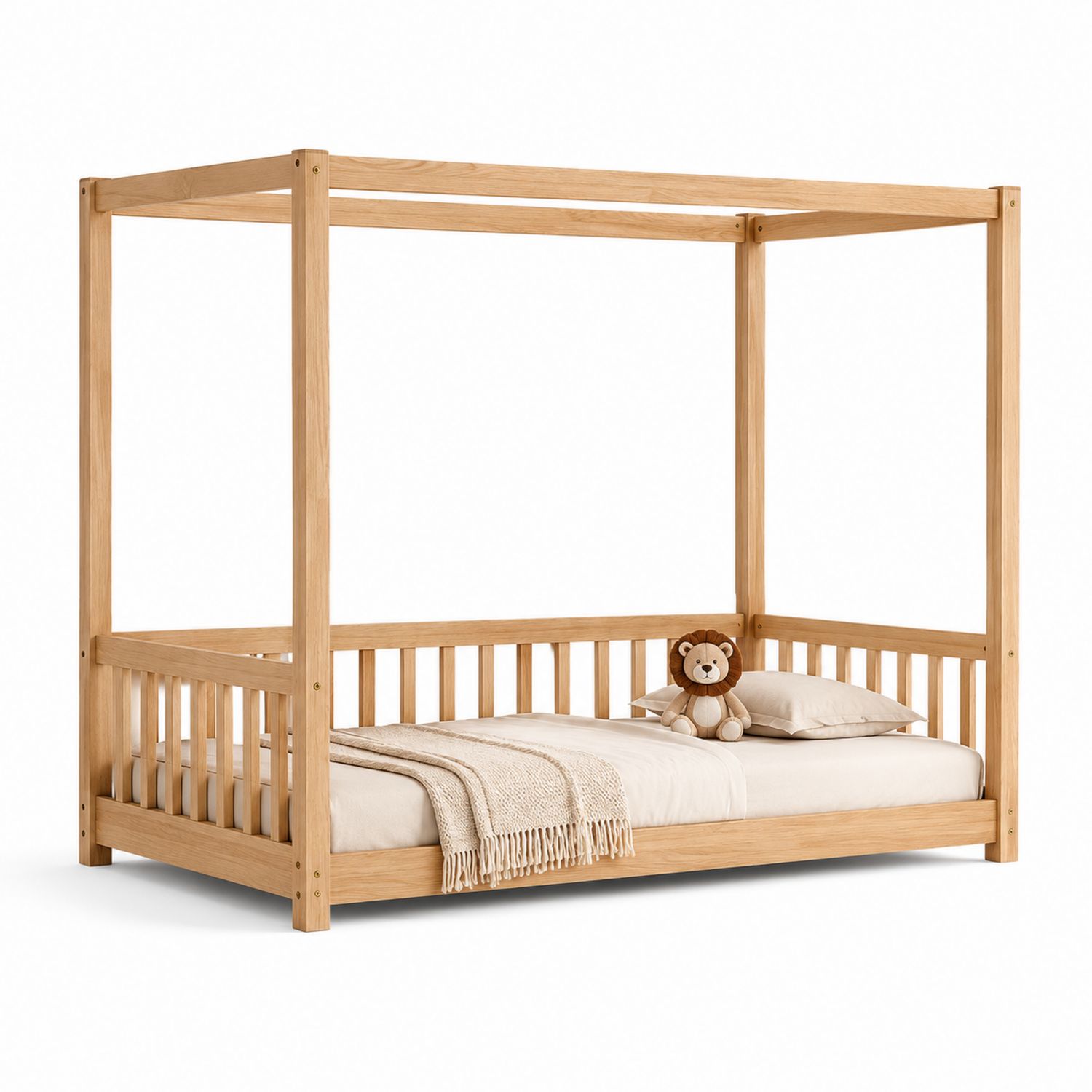 Lit enfant à baldaquin en bois 200x90 cm