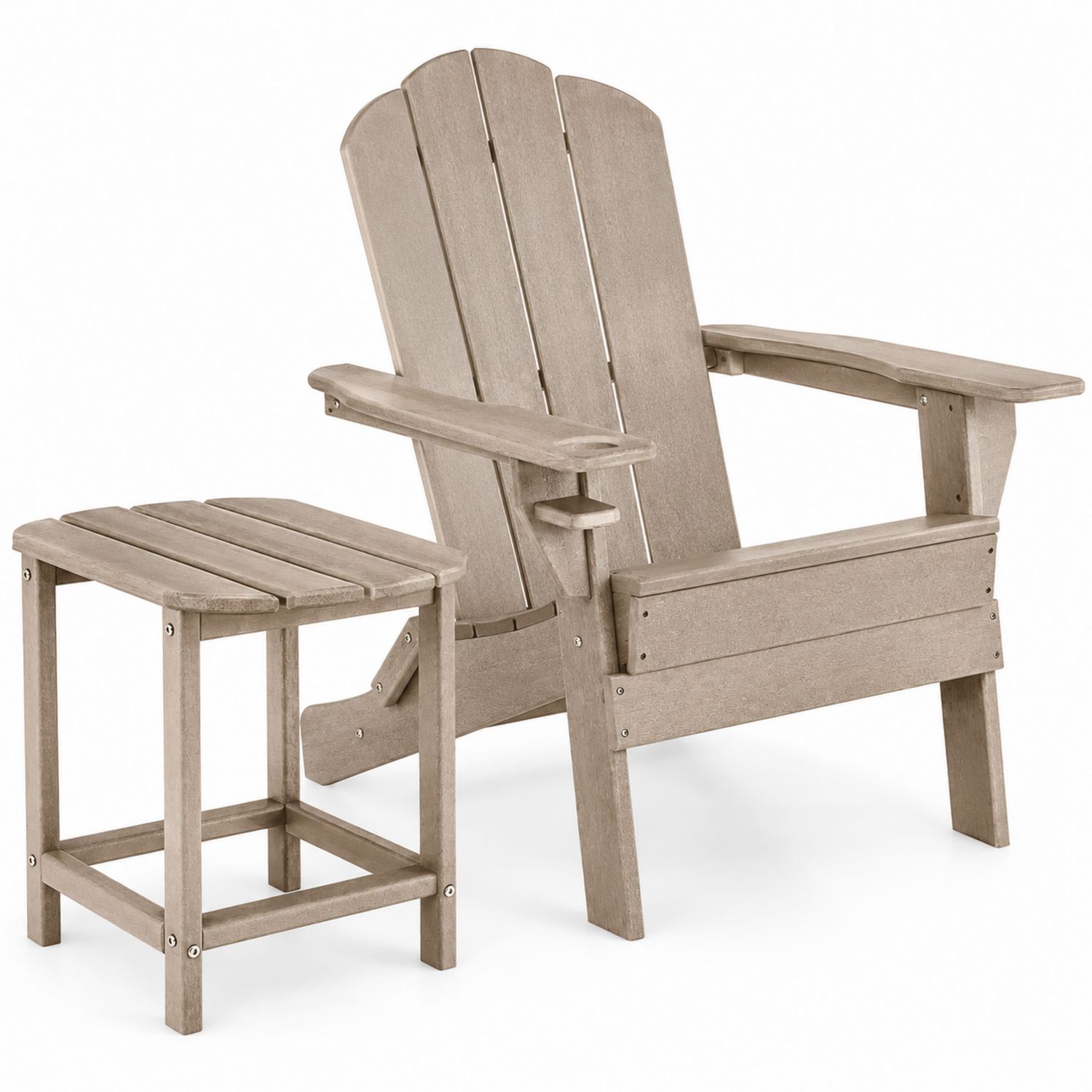 Ensemble Fauteuil et Table Adirondack en Bois Composite Beige