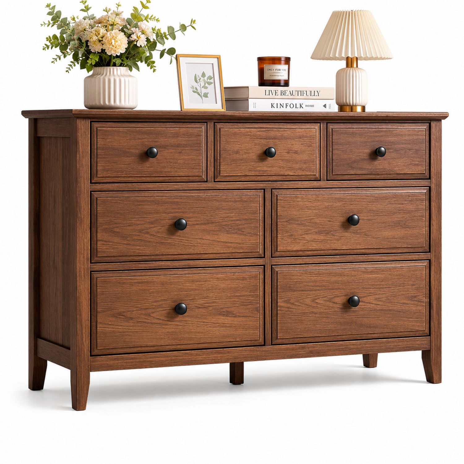 Commode en bois à 7 tiroirs marron