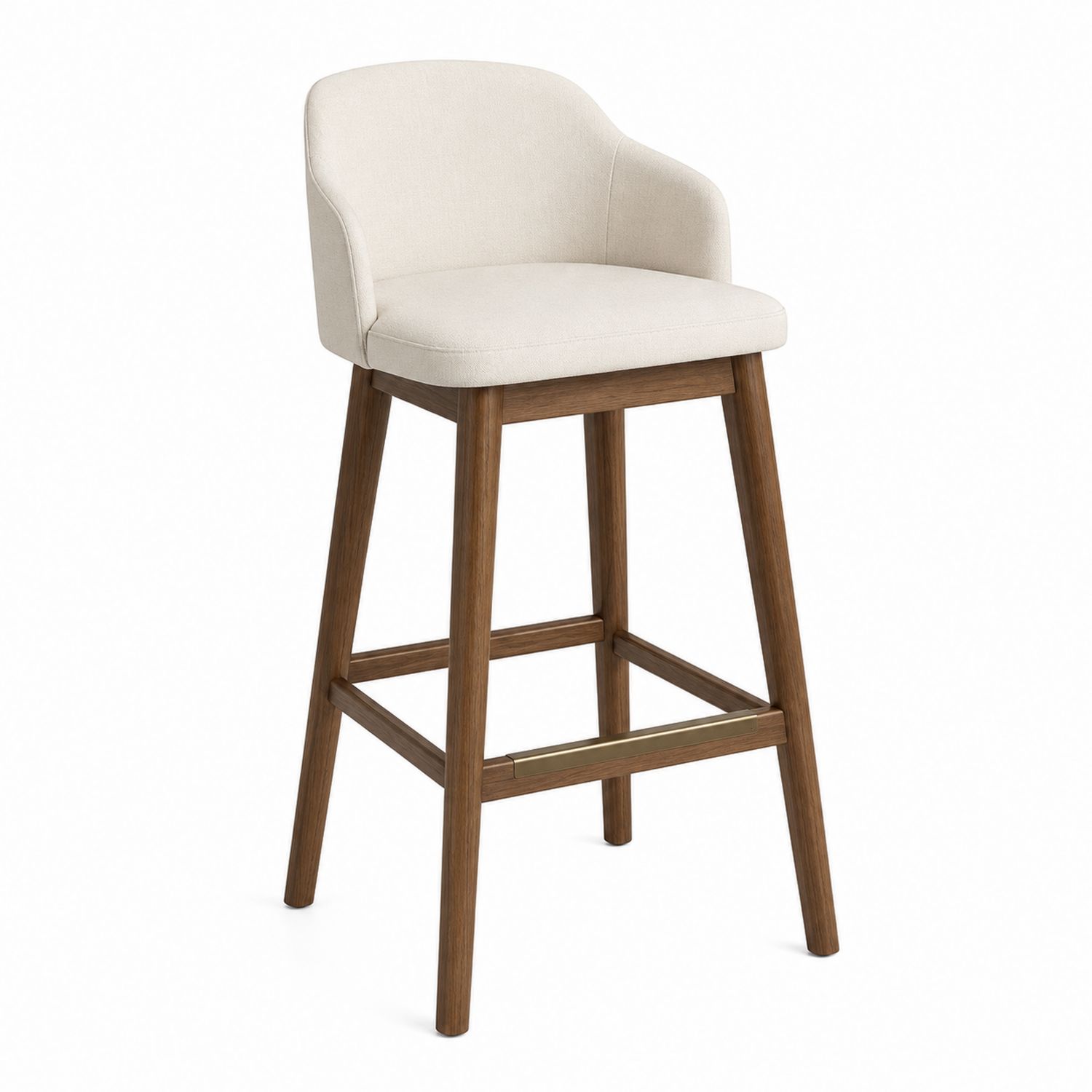 Tabouret en bois avec revêtement en tissu beige