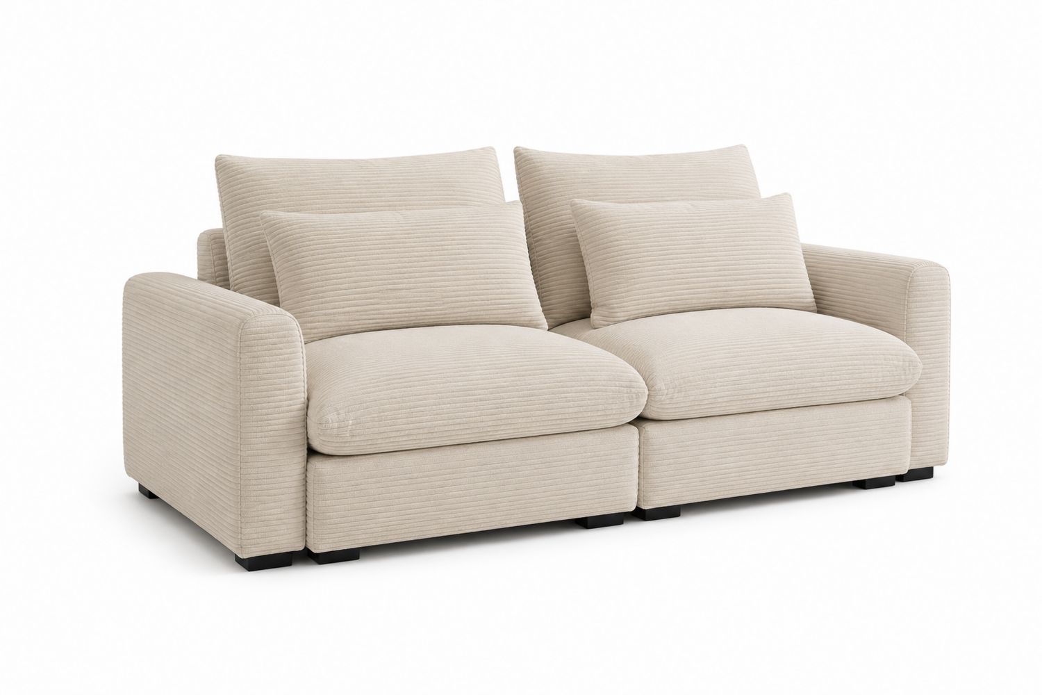 Canapé 2 places en tissu côtelé beige