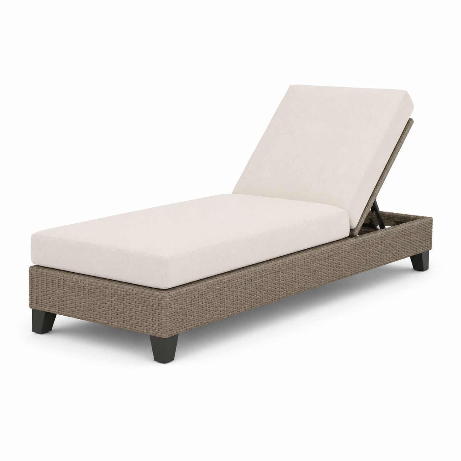 Chaise longue en résine avec coussin réglable beige