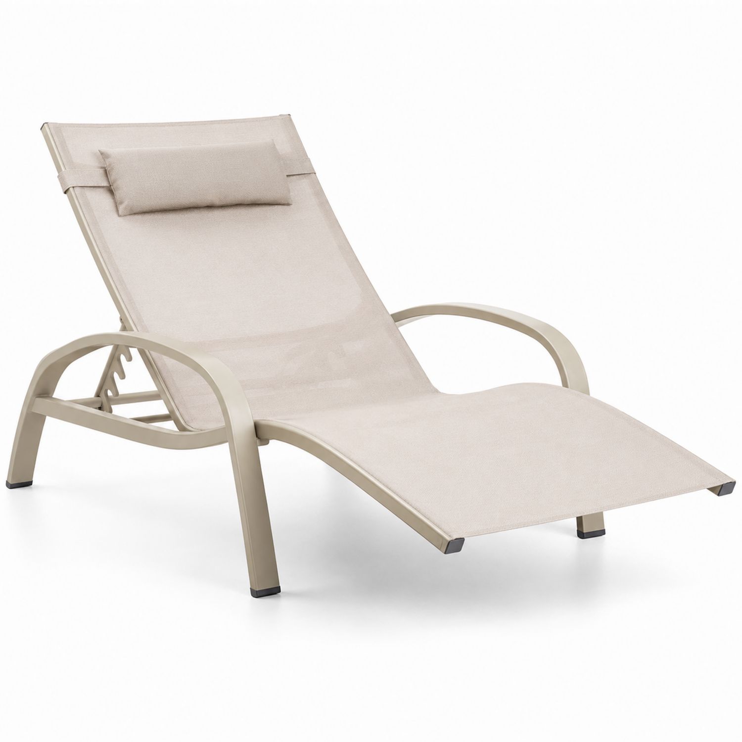 Chaise longue de jardin en aluminium et textilène beige