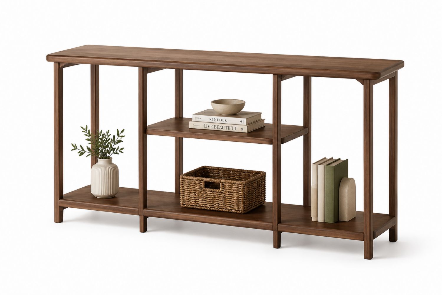 Console en bois massif marron 150x30x80 cm