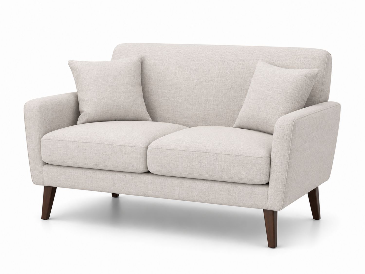 Canapé 2 places tissu lin beige pieds bois