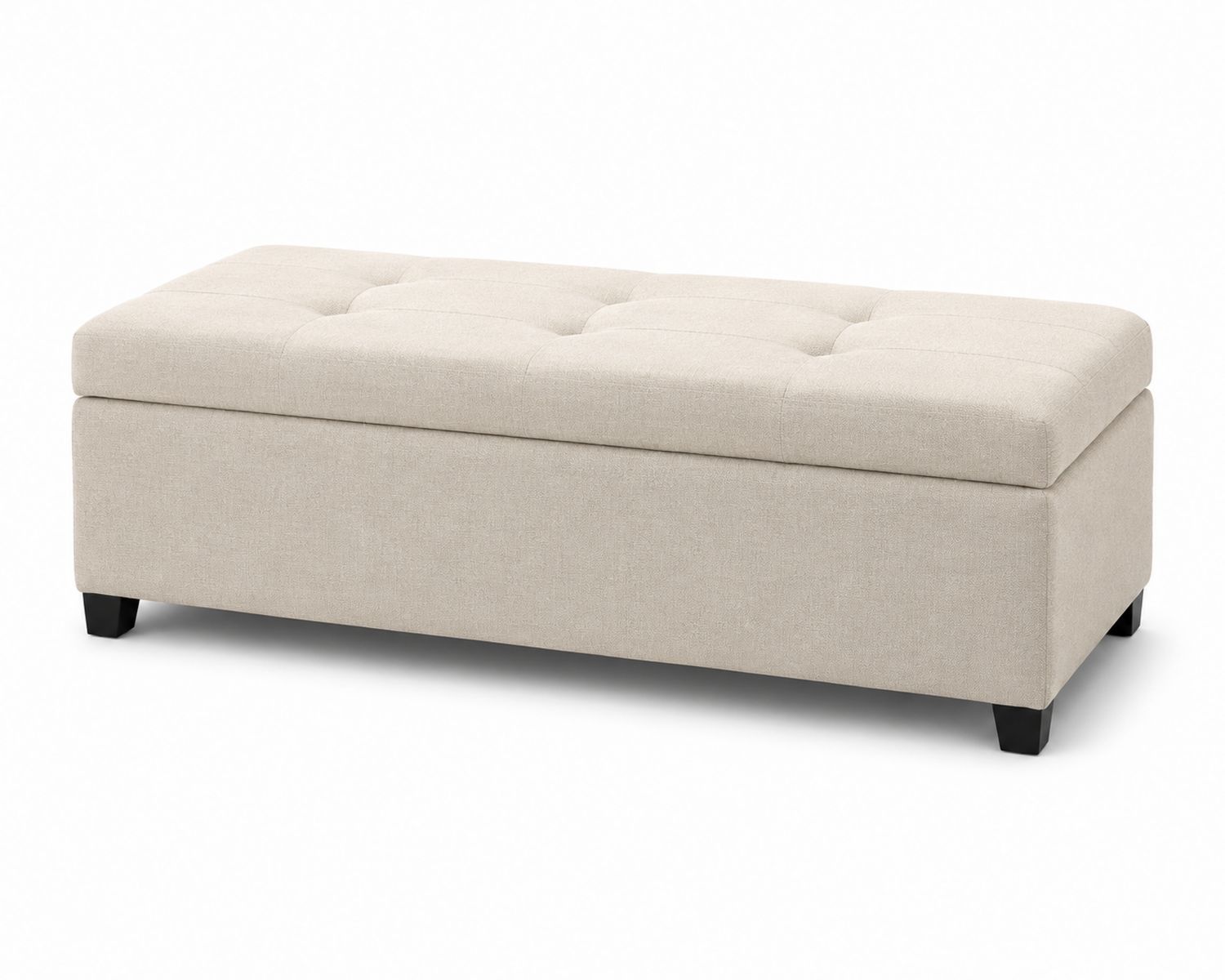 Banc en tissu avec compartiment de rangement et pieds en plastique
