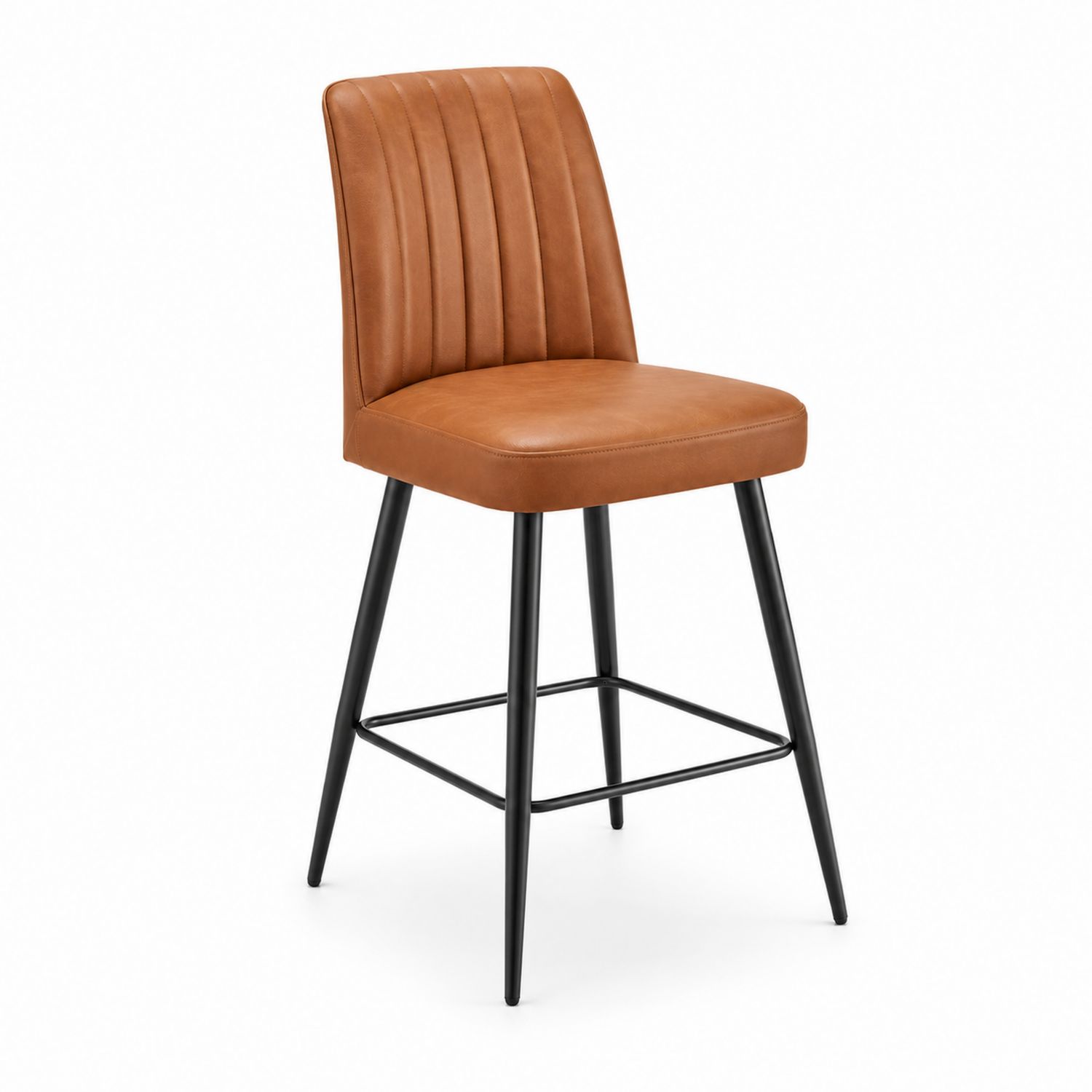 Chaise de bar en cuir synthétique marron et métal noir
