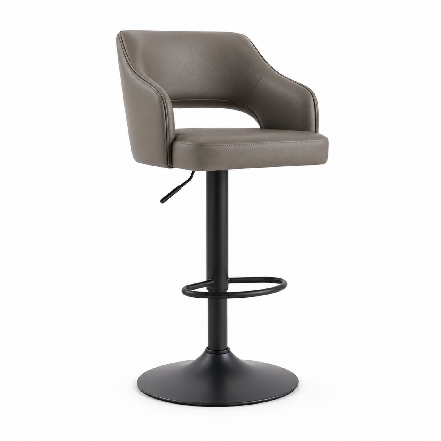 Tabouret de bar en cuir PU et métal noir