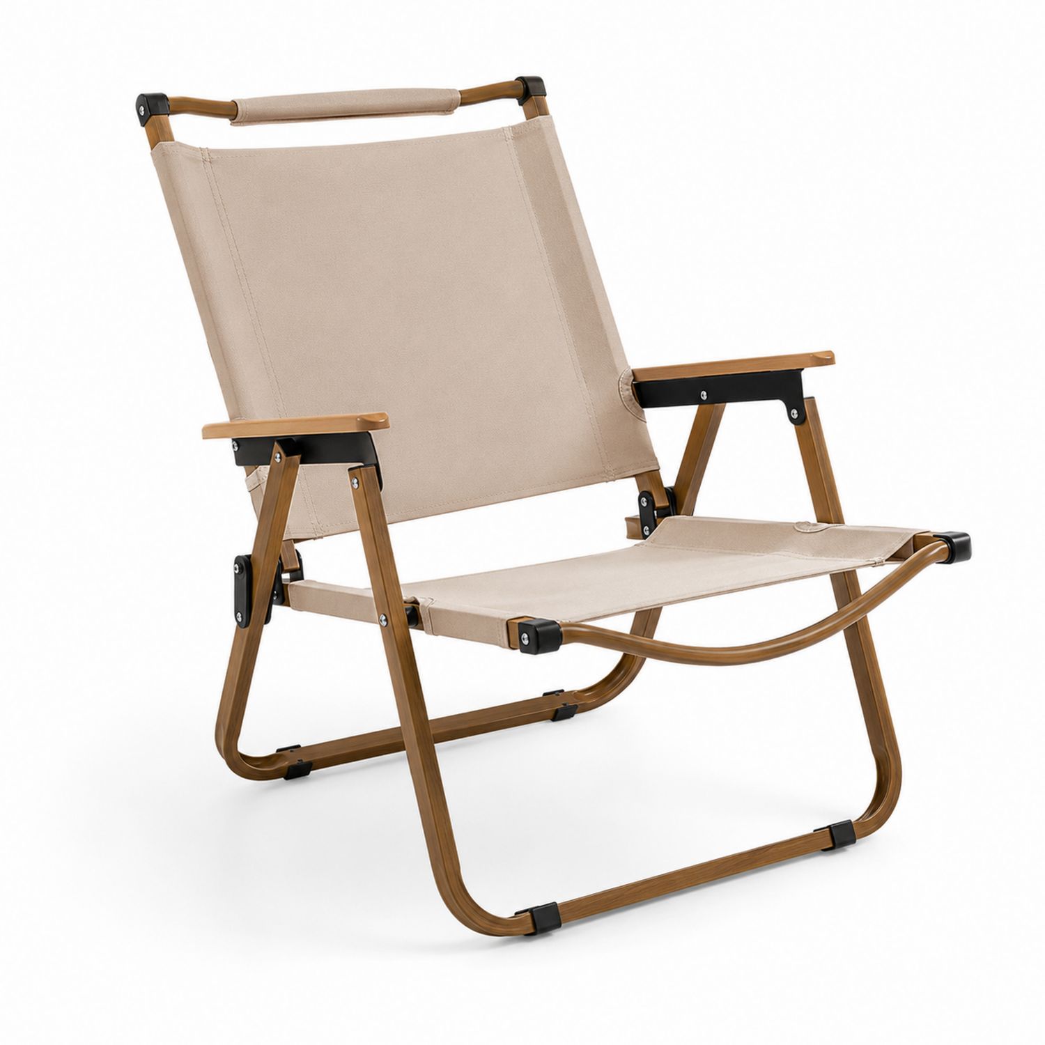 Chaise pliante extérieure en métal et toile beige