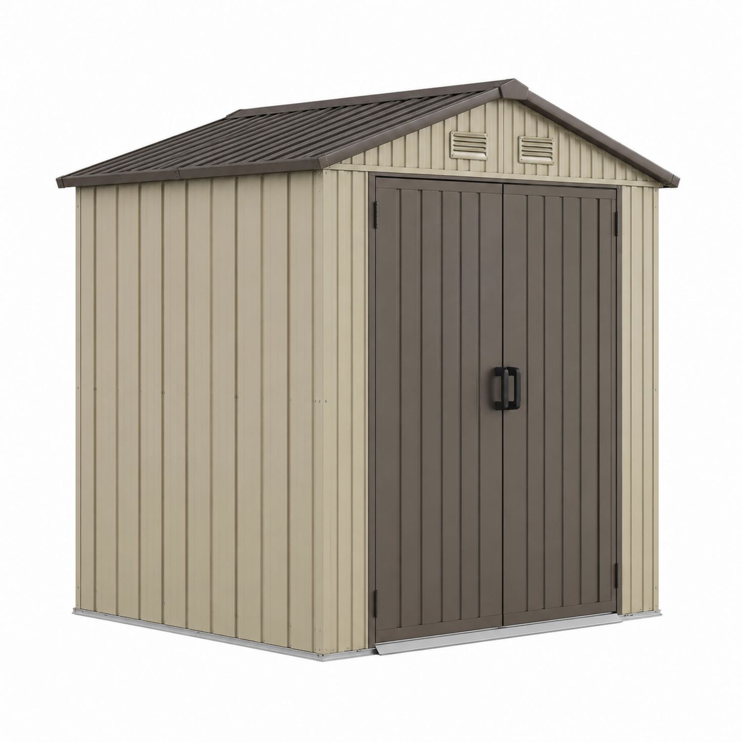 Abri de Jardin Métallique 213x127x185 cm Acier Beige/Brun