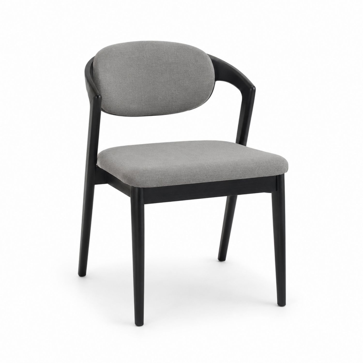 Chaise en bois noir et tissu gris