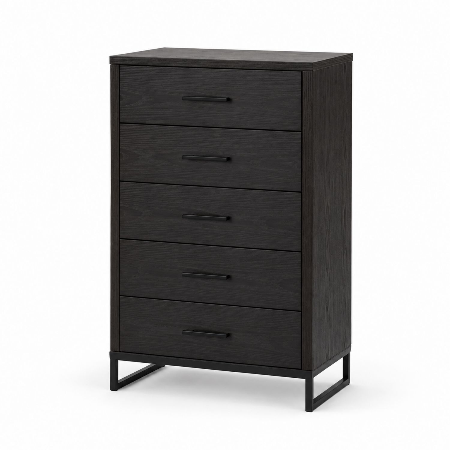 Commode à 5 tiroirs en bois et métal Noir