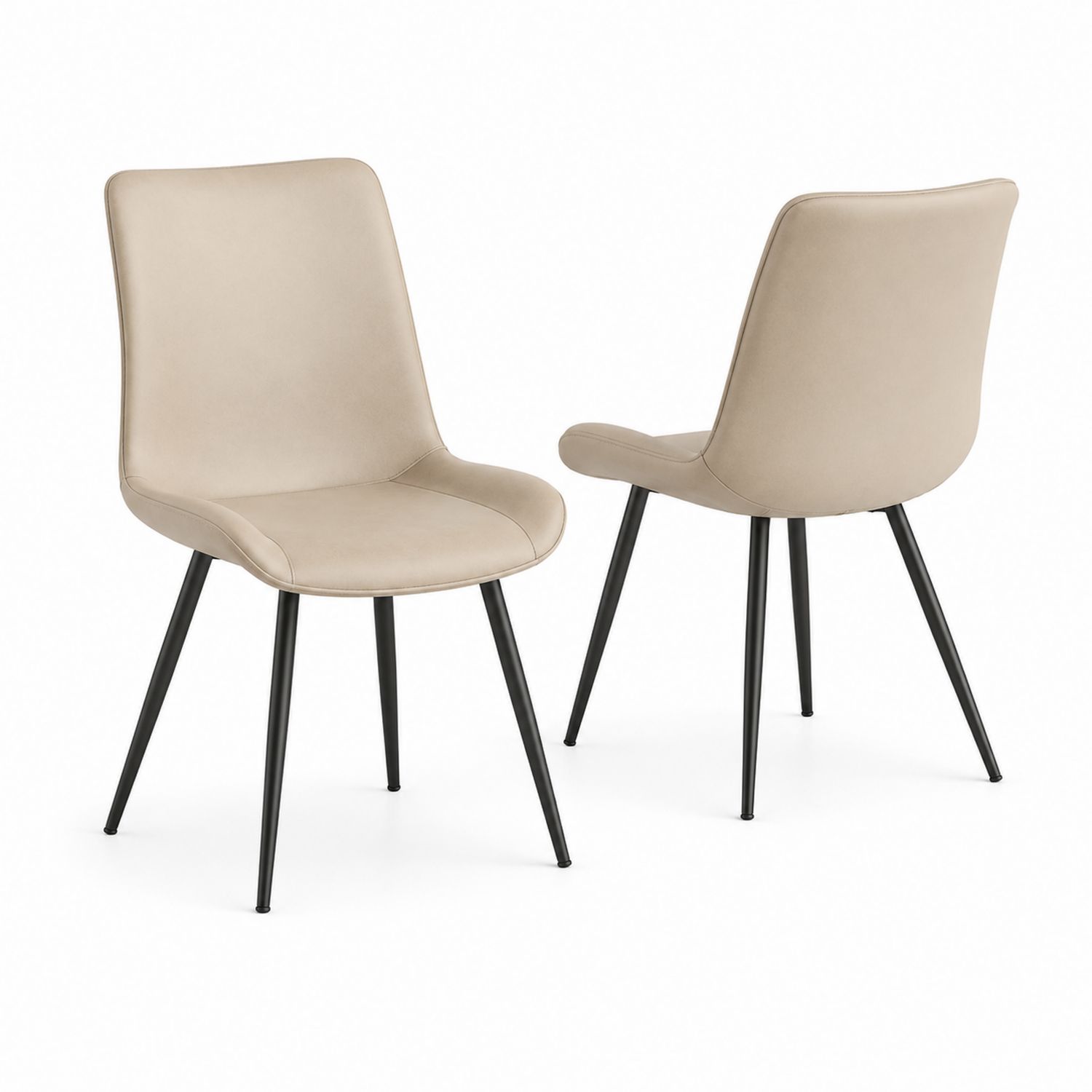 Lot de 2 chaises en cuir synthétique avec pieds en métal noir, 86 cm