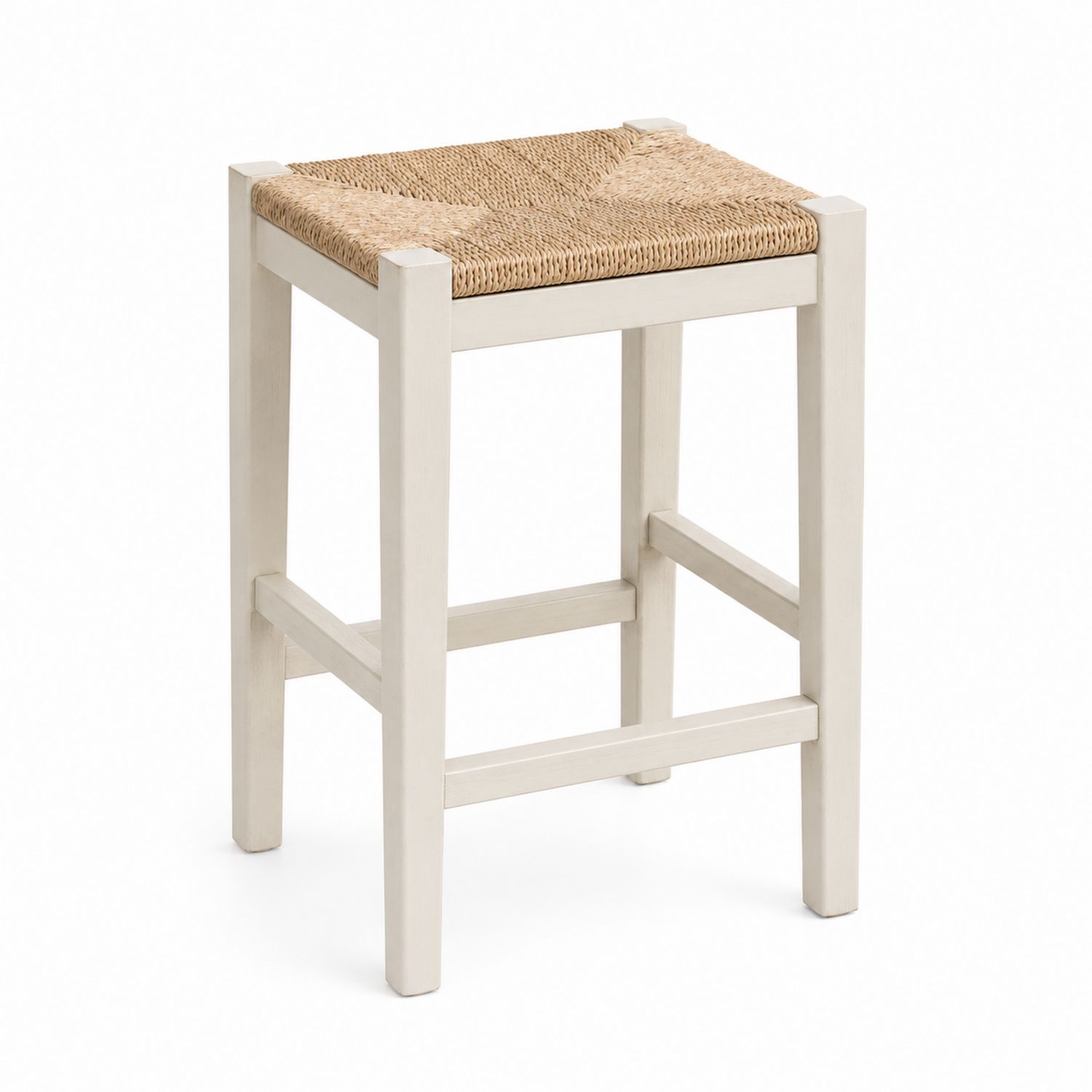 Tabouret de bar en bois avec assise en jonc de mer
