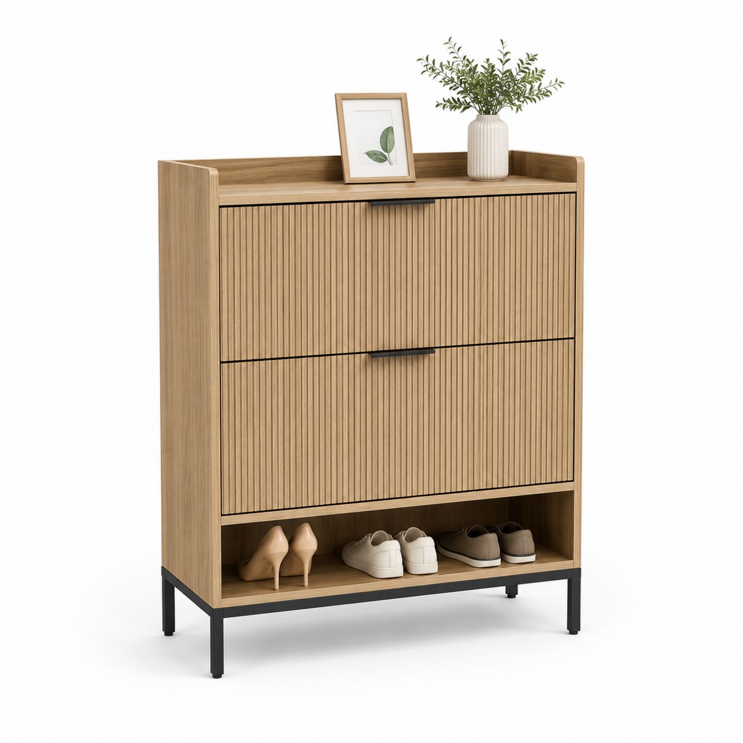 Armoire à chaussures en bois d'ingénierie et métal, 80x30x120 cm