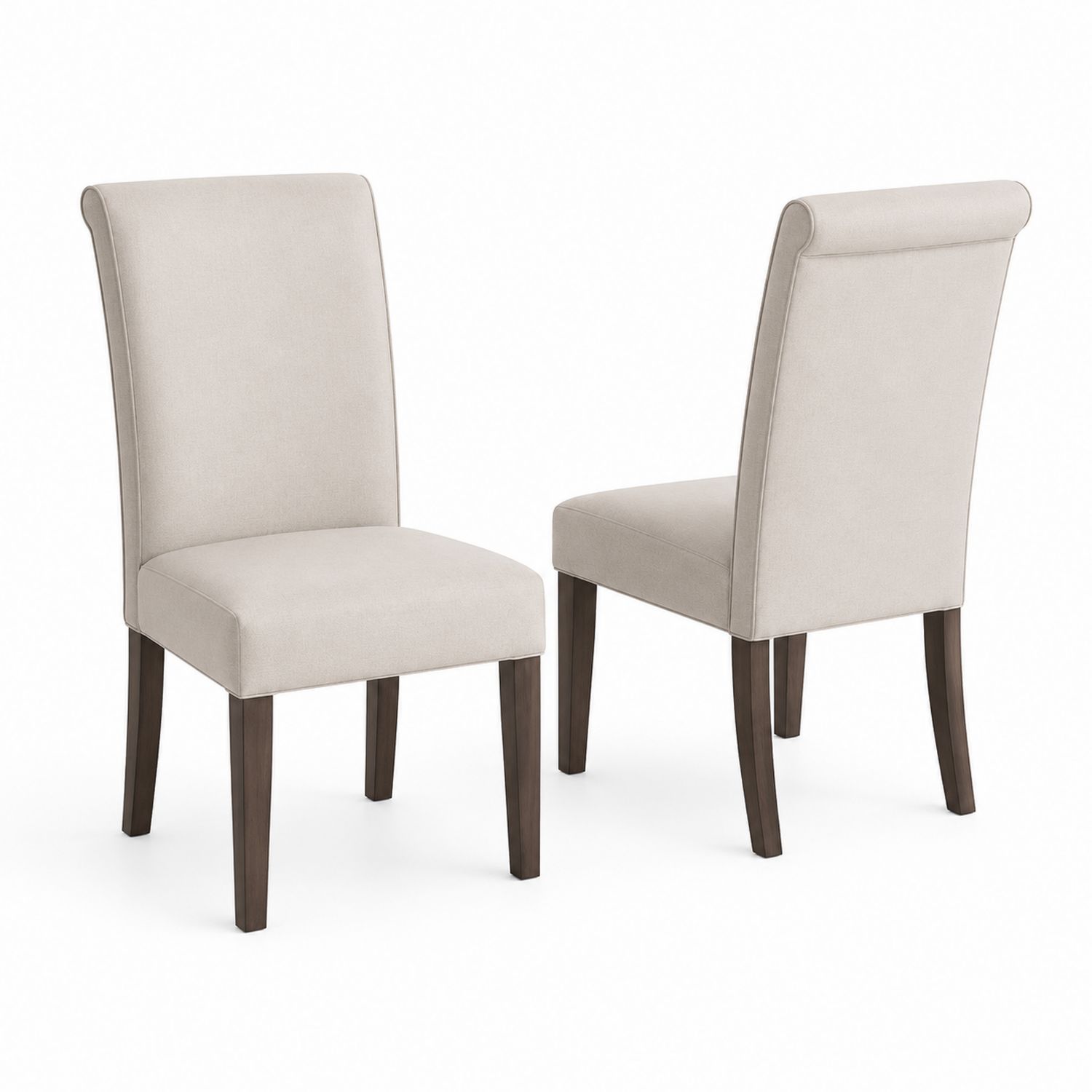 Lot de 2 chaises en bois et tissu polyester Beige