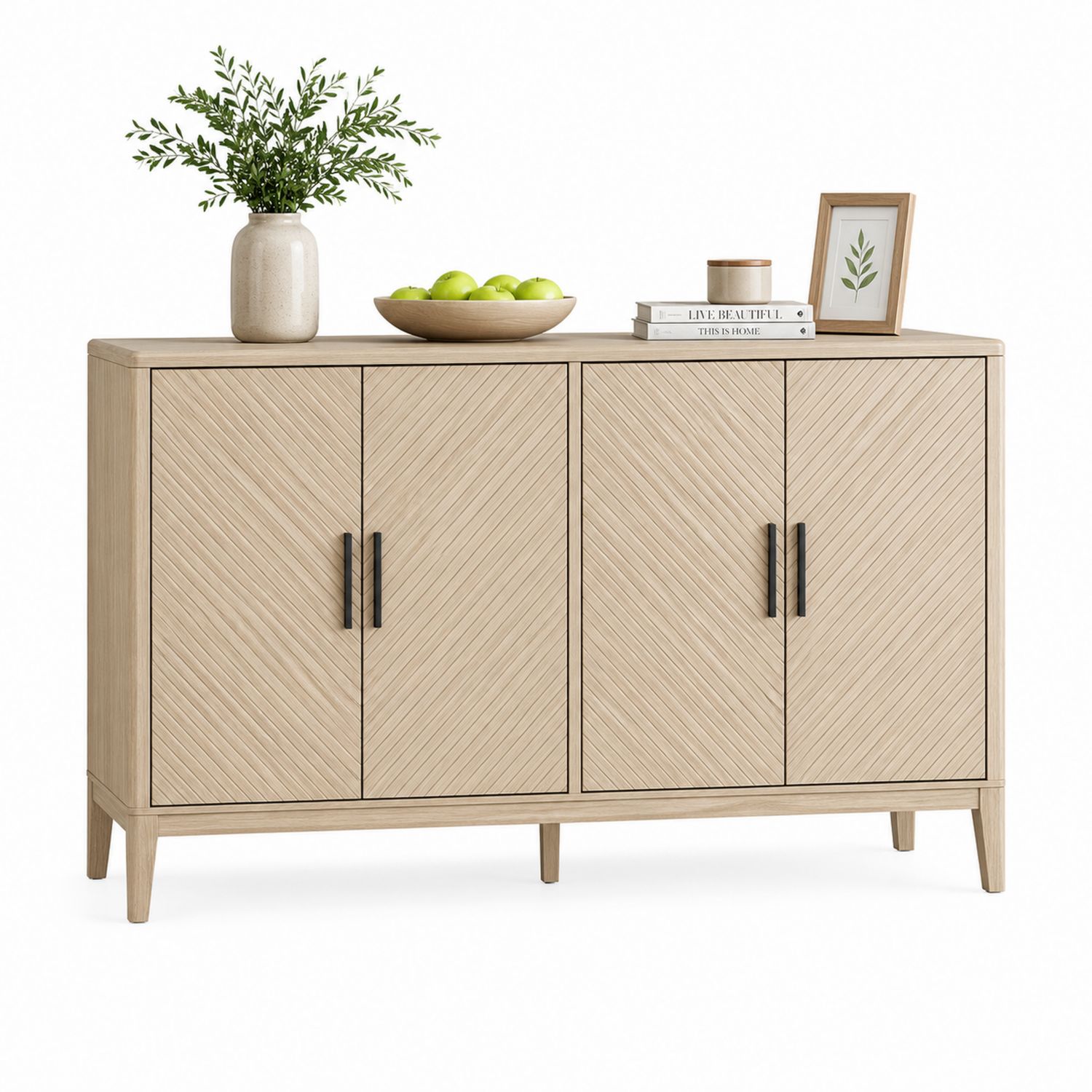 Buffet en bois avec étagères réglables à 4 portes