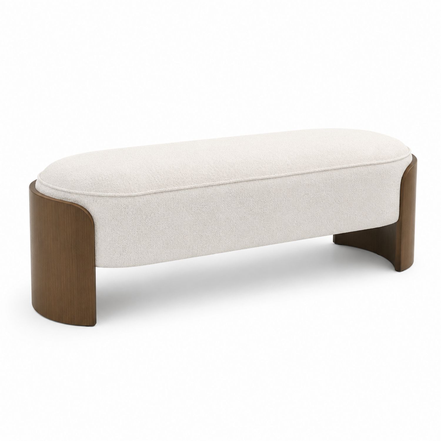 Banc en bois et tissu polyester Blanc 140cm