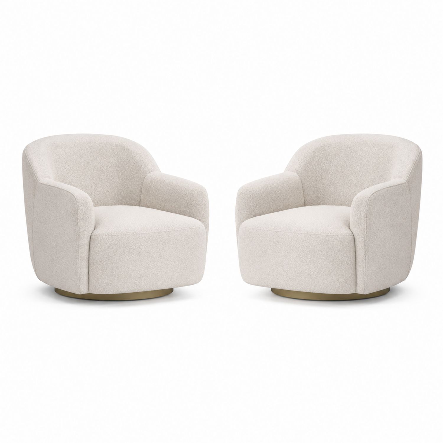 Lot de 2 fauteuils pivotants en tissu avec base en métal