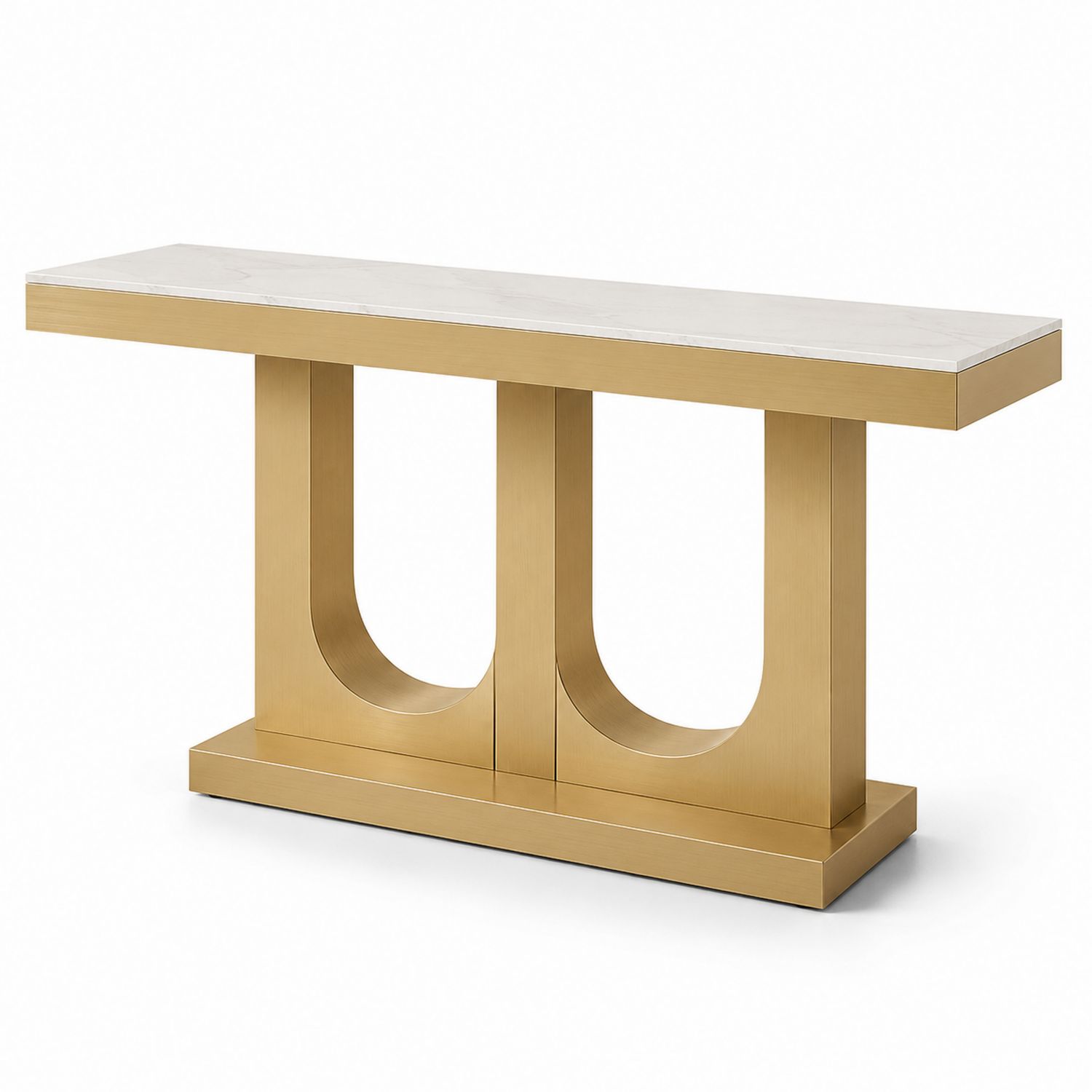 Table Console en Marbre et Métal Doré