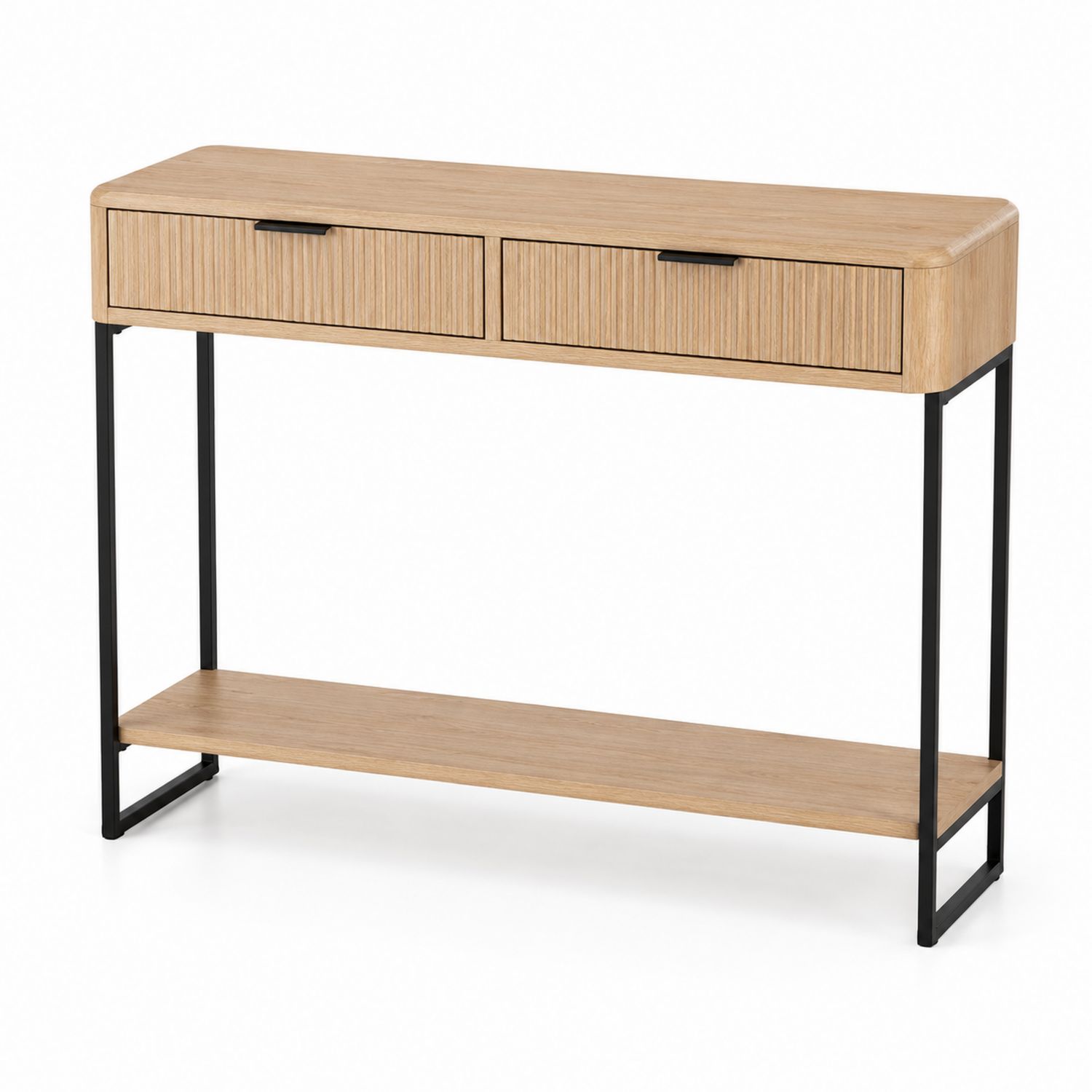 Console en bois et métal noir avec tiroirs 120x30x80 cm