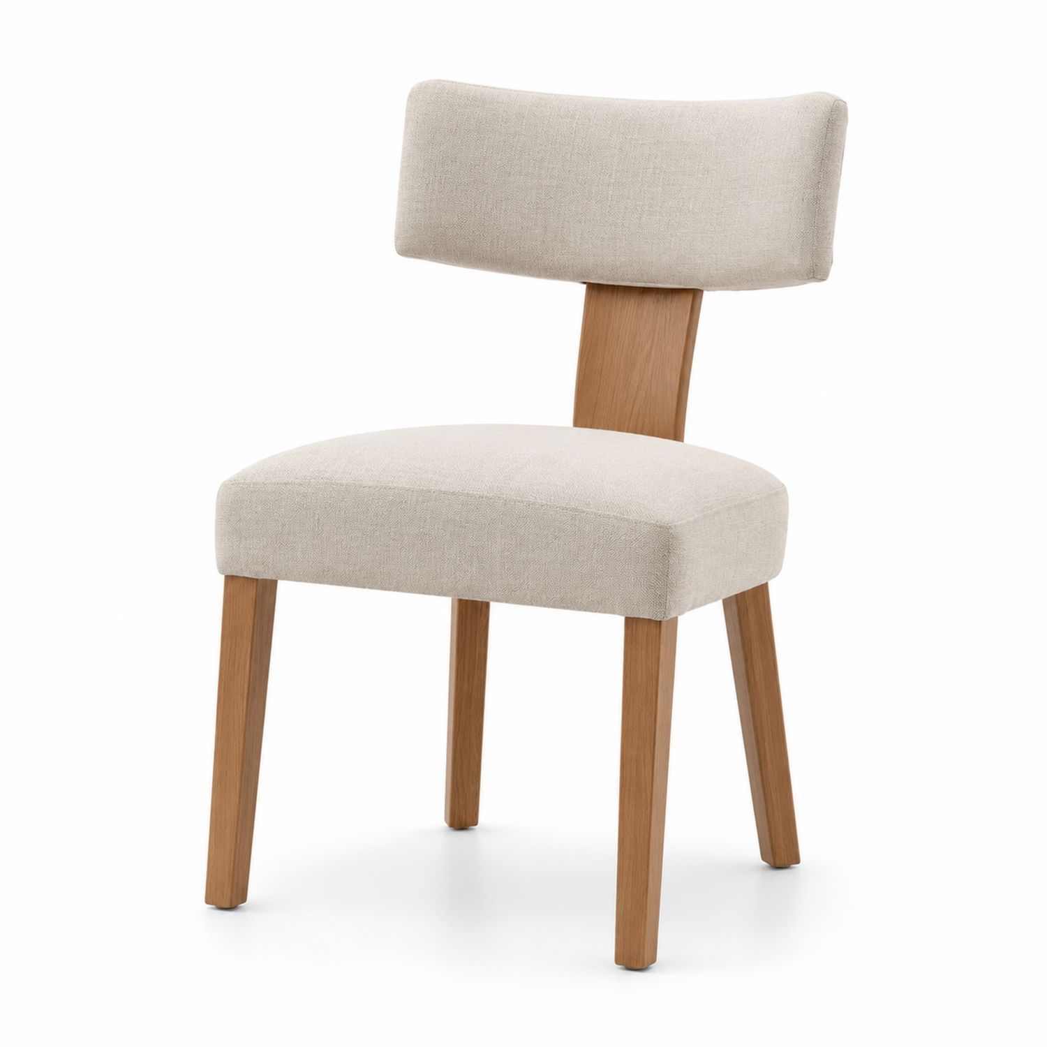 Chaise en bois avec revêtement en tissu beige