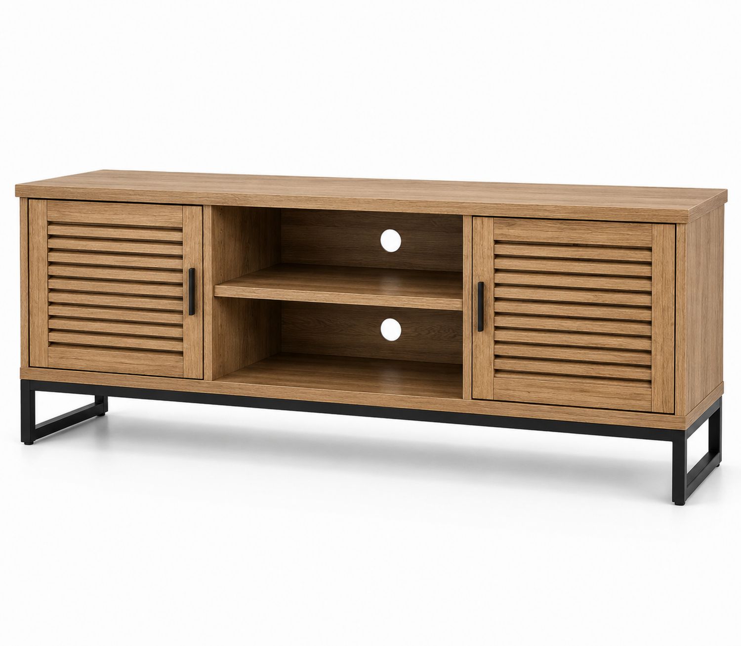 Meuble TV en Bois et Métal Chêne