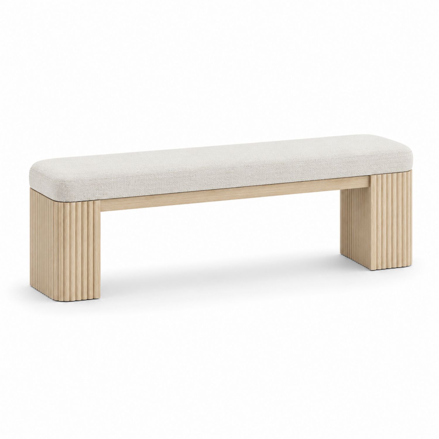 Banc en bois et tissu beige