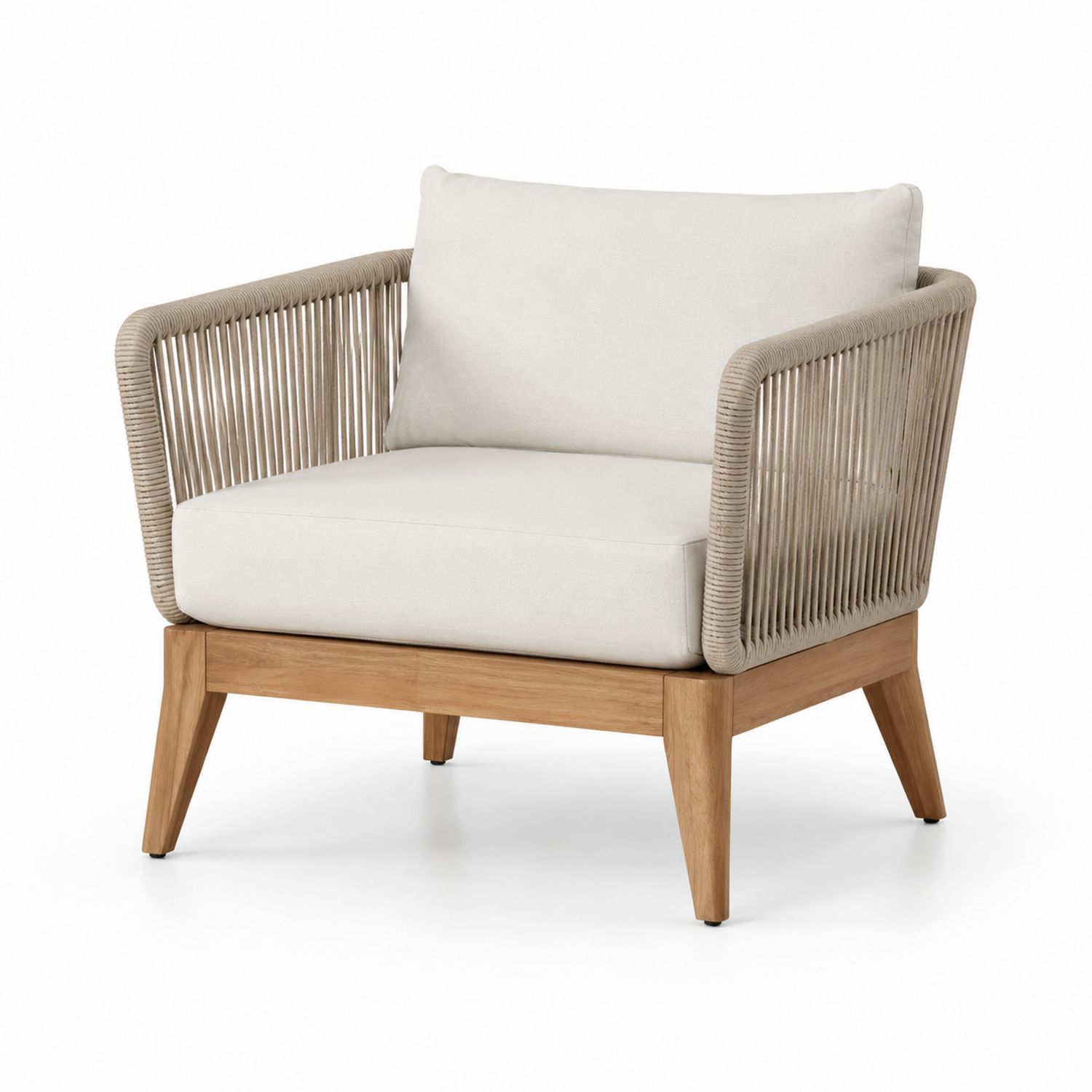 Fauteuil en bois de teck et corde en polyester Beige
