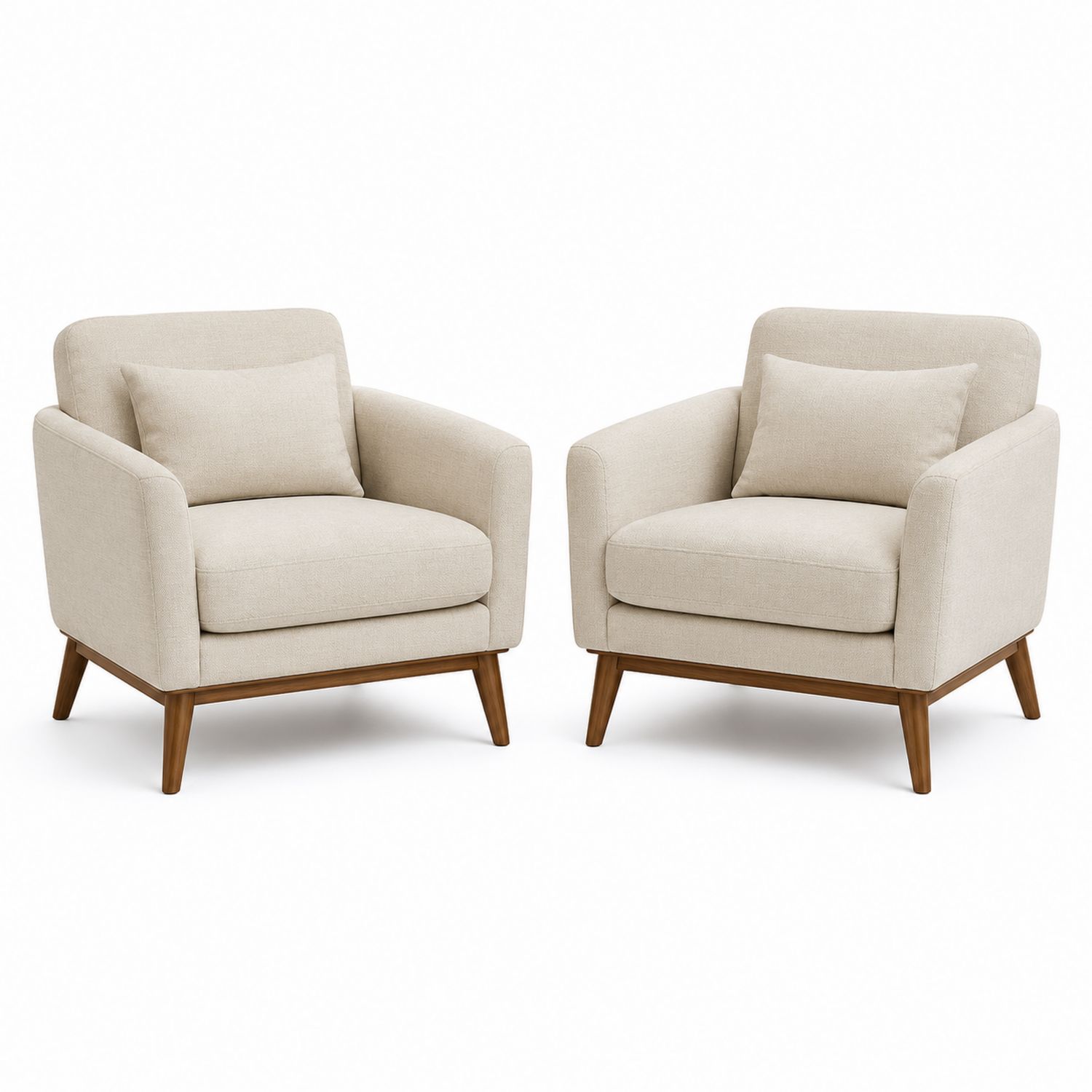 Ensemble de 2 fauteuils en tissu avec pieds en bois