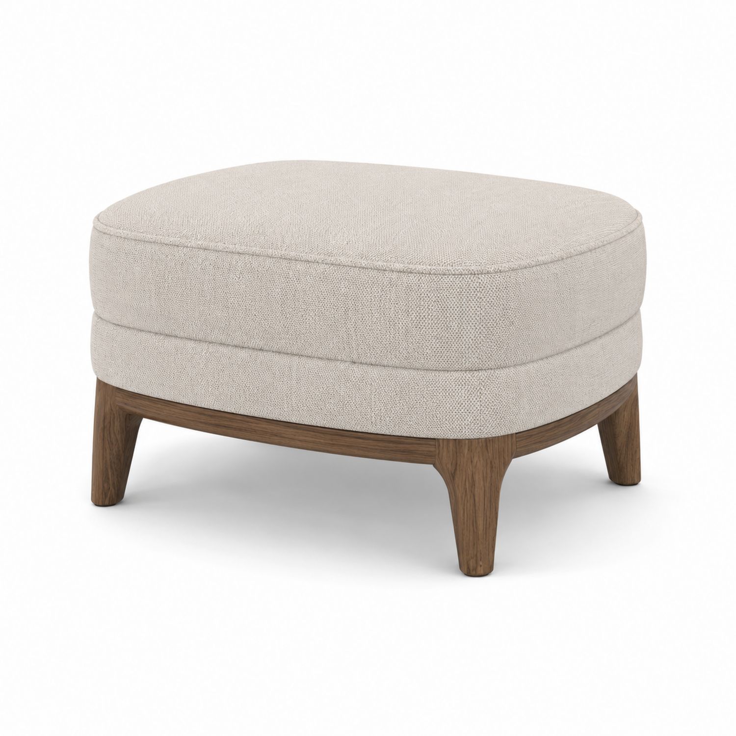 Pouf rectangulaire en tissu avec pieds en bois 85x60x45 cm Beige