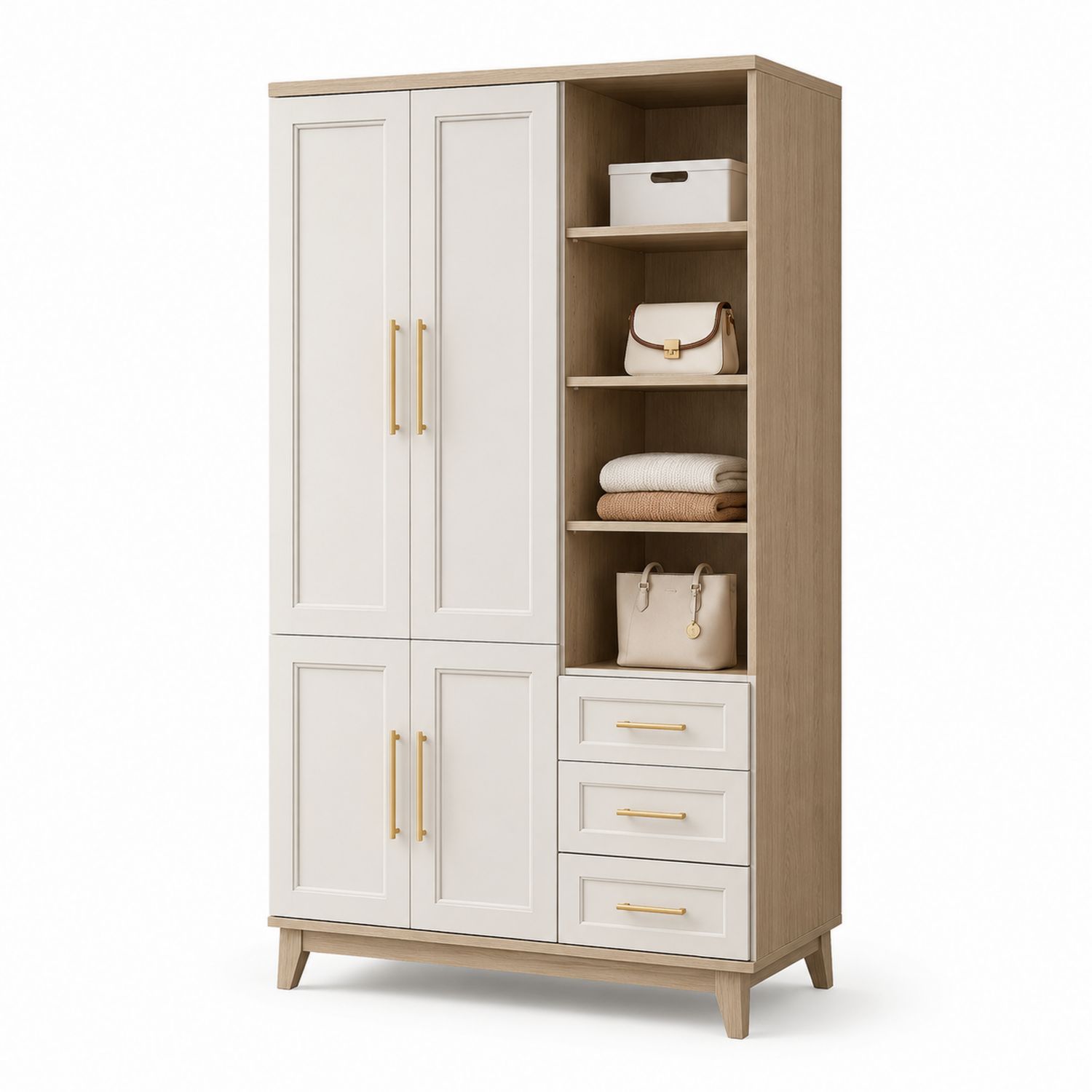 Armoire en bois avec étagères et tiroirs 200x120x50 cm