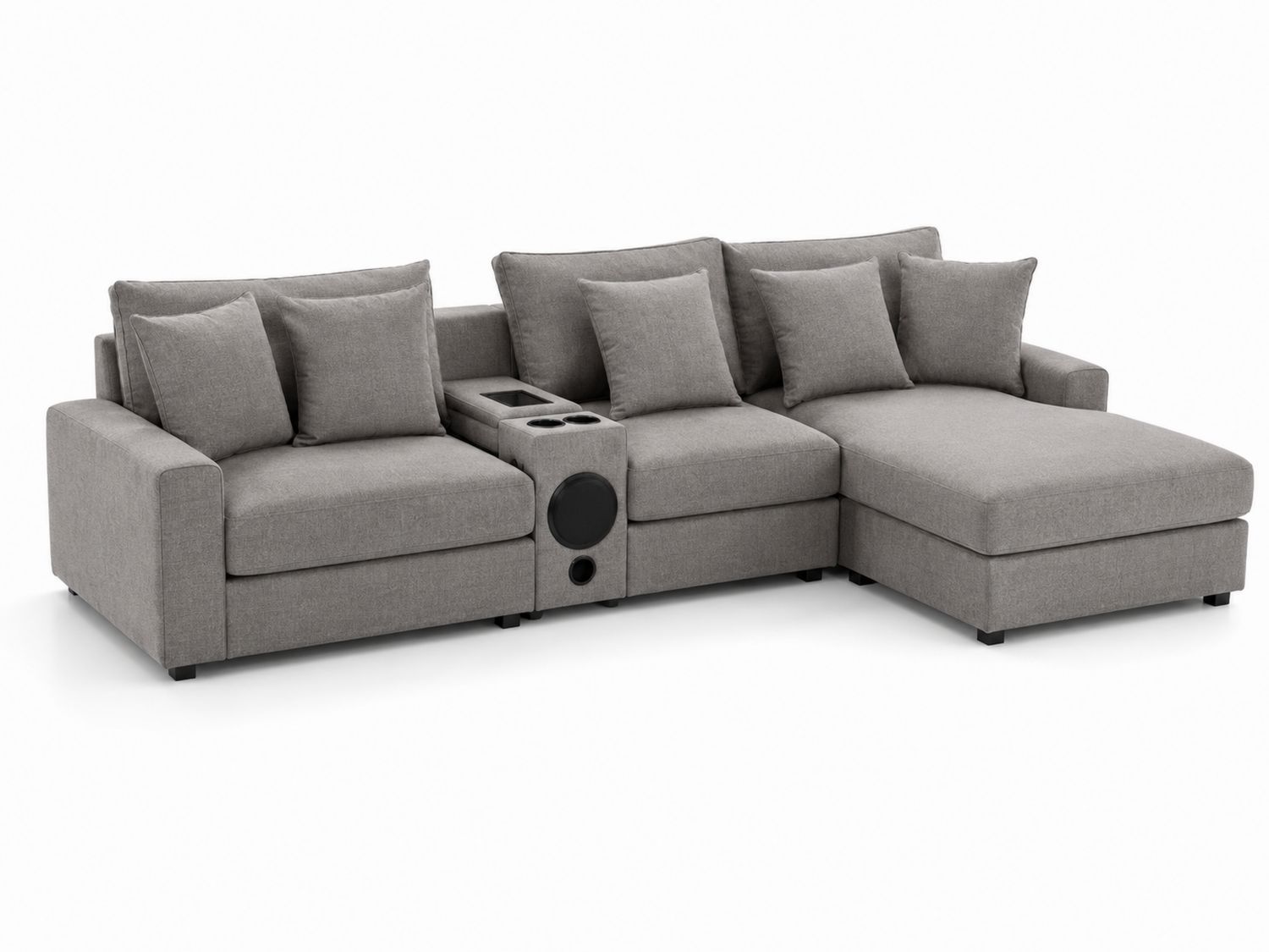 Canapé d'angle en tissu Gris avec méridienne et rangement