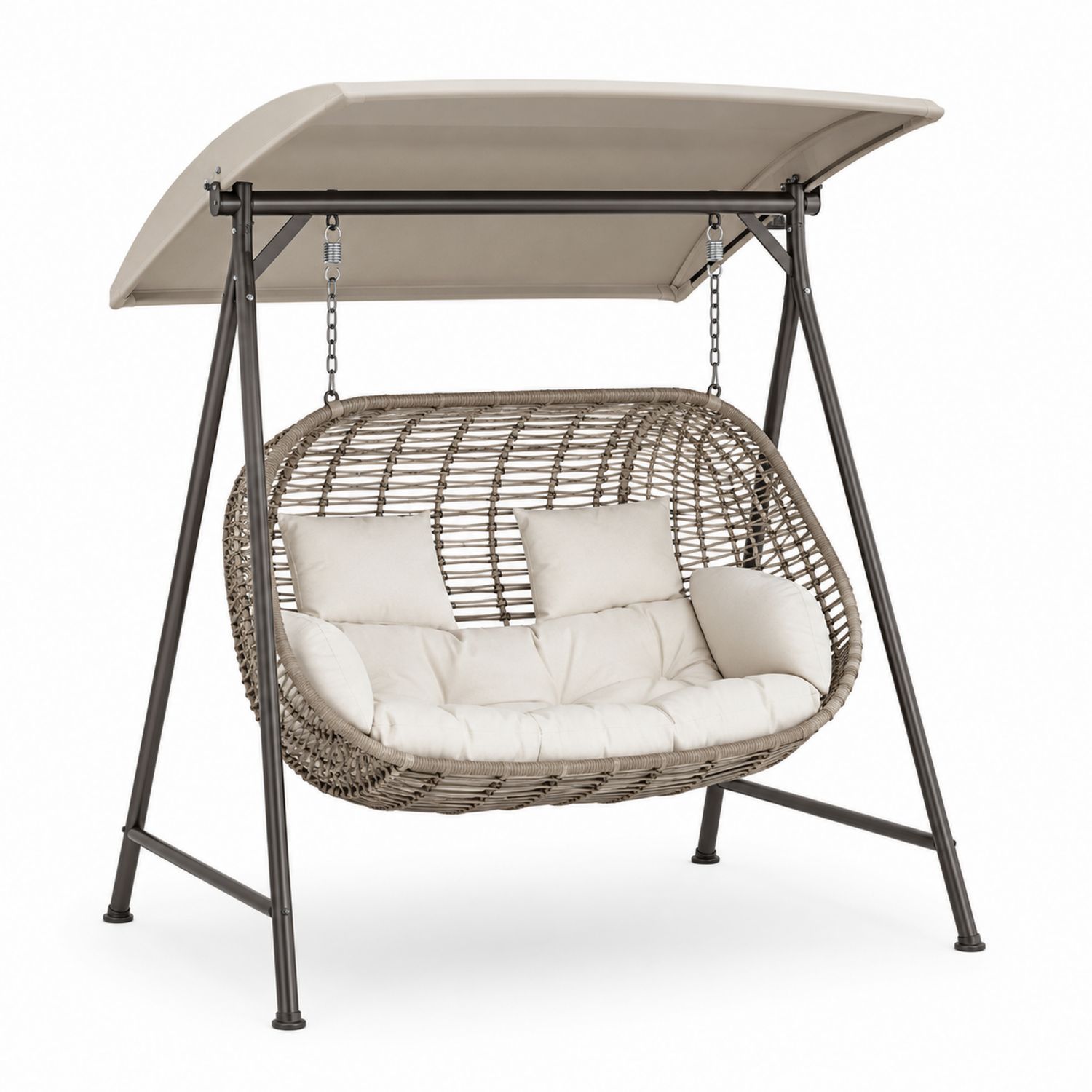 Balancelle en rotin avec cadre métallique Beige