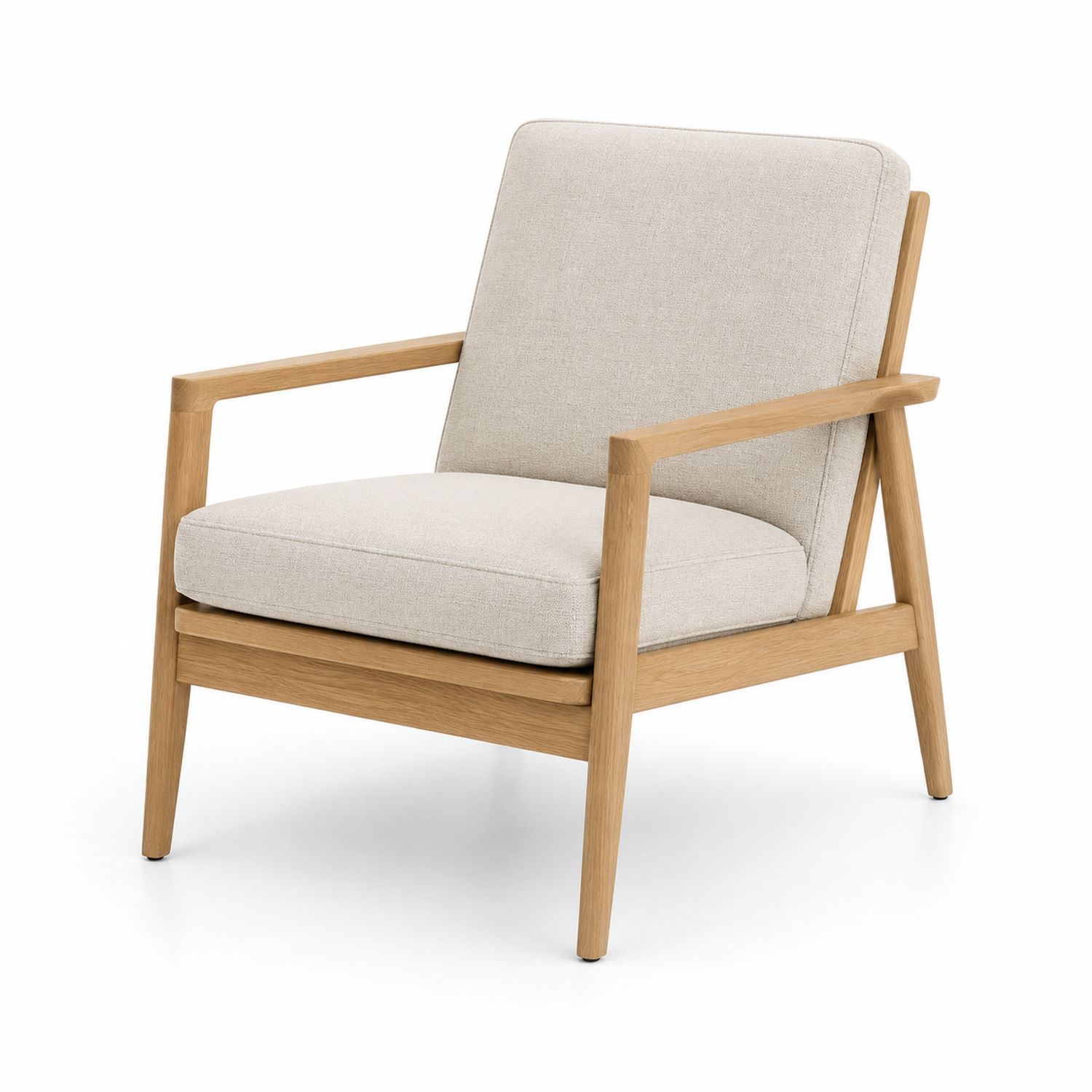 Fauteuil en bois et tissu polyester Beige 75x78x82 cm