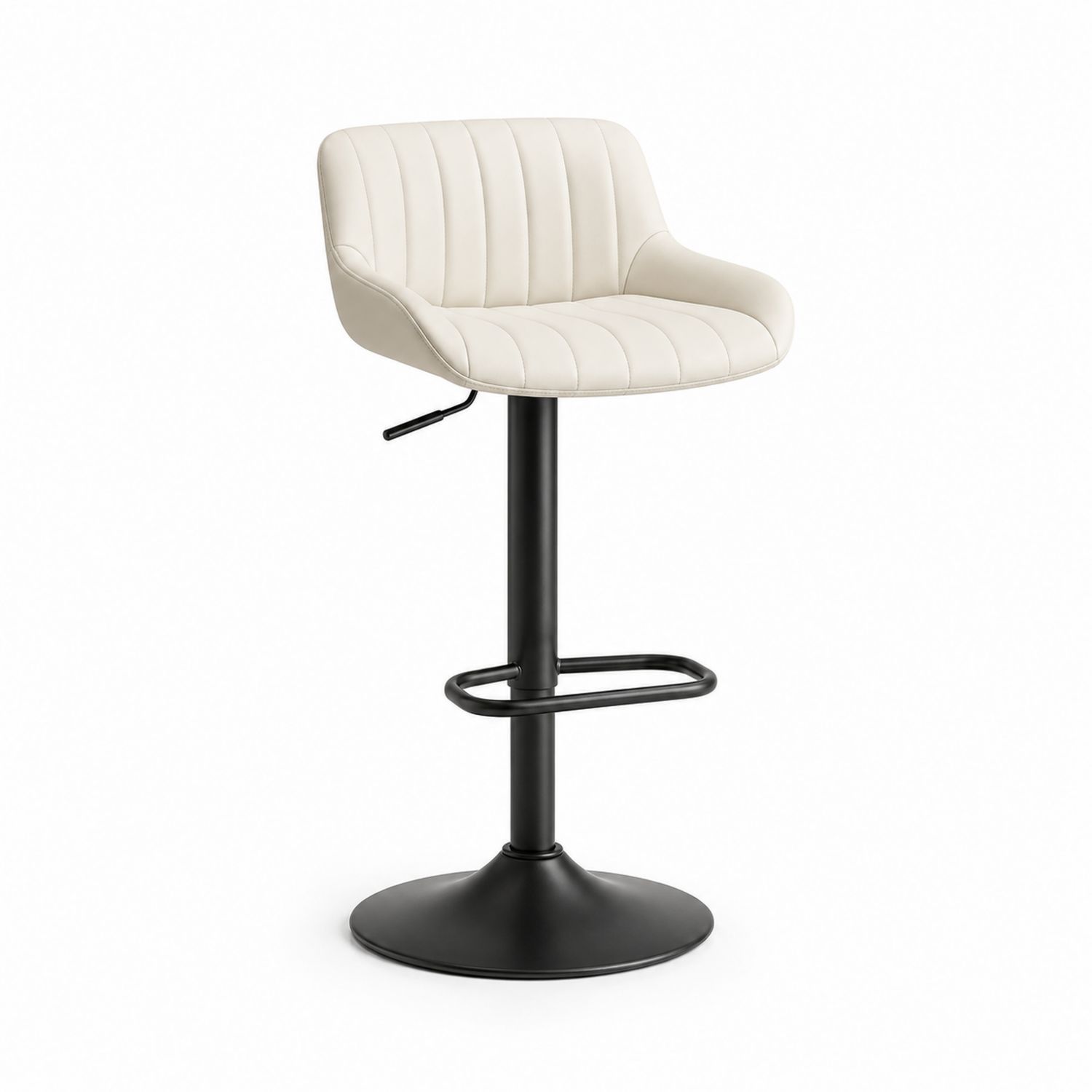 Tabouret de bar réglable en cuir synthétique Blanc Crème