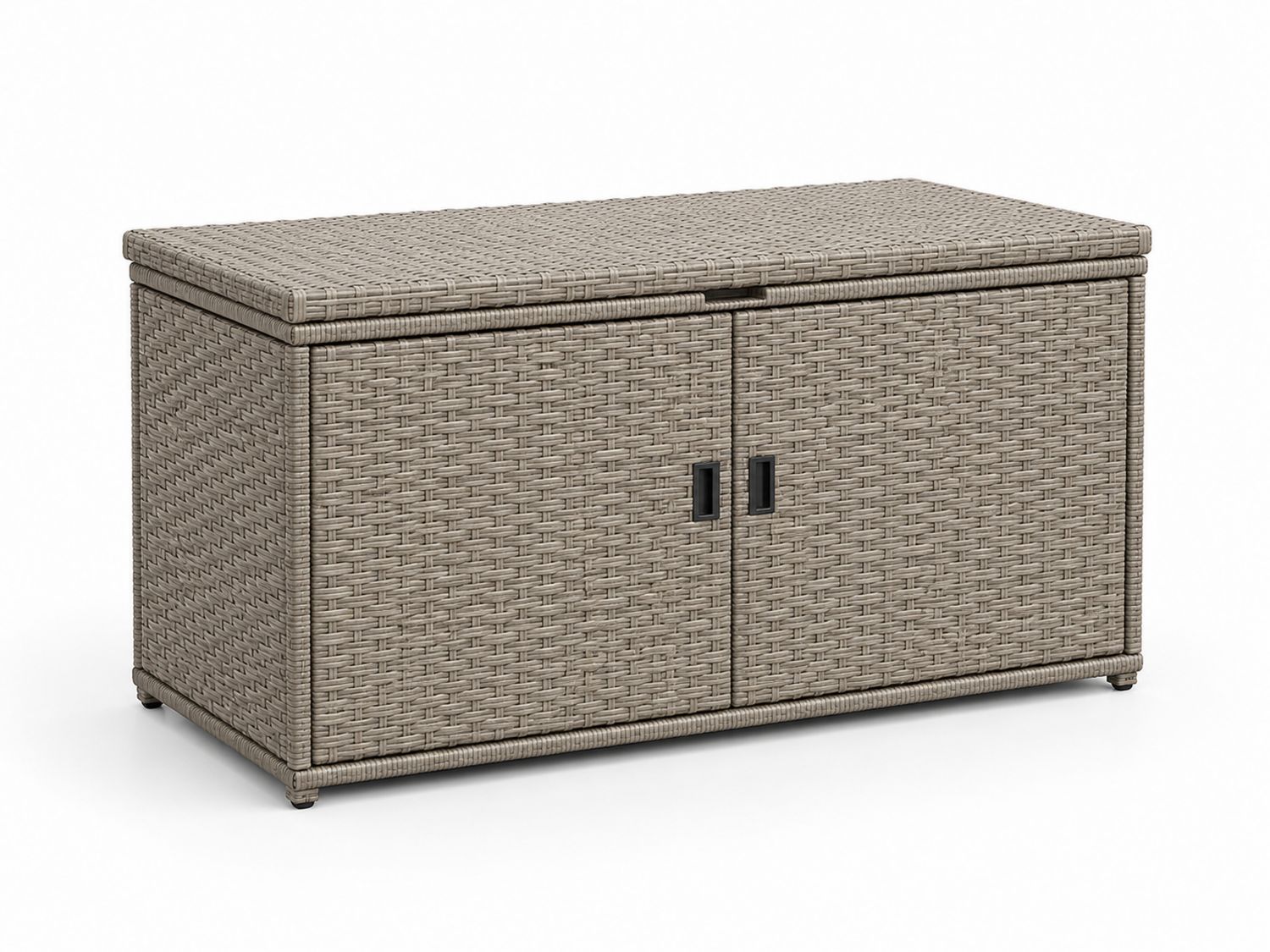 Coffre de rangement en osier synthétique gris