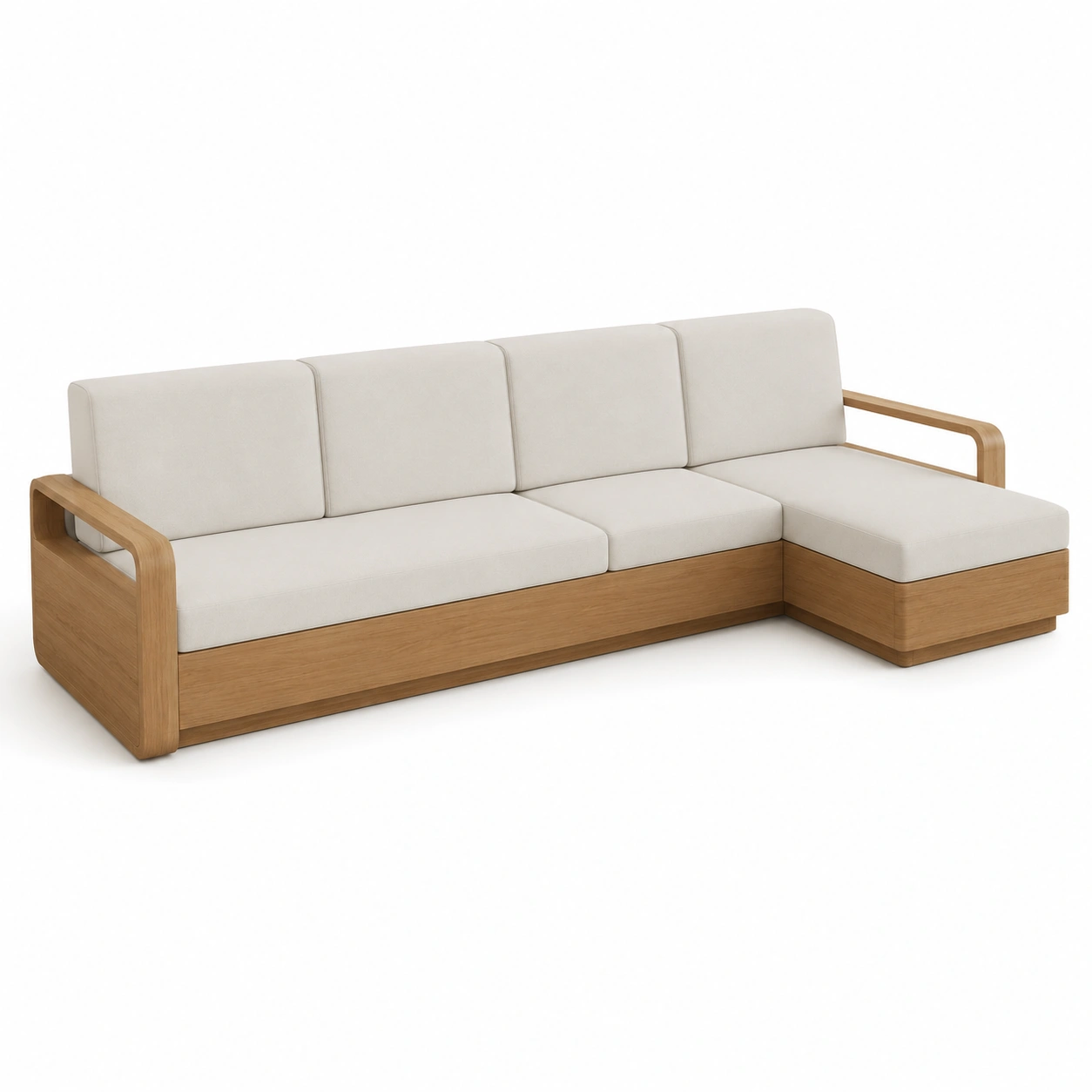 Sofa rinconero con estructura de madera color marfil-casafinohome