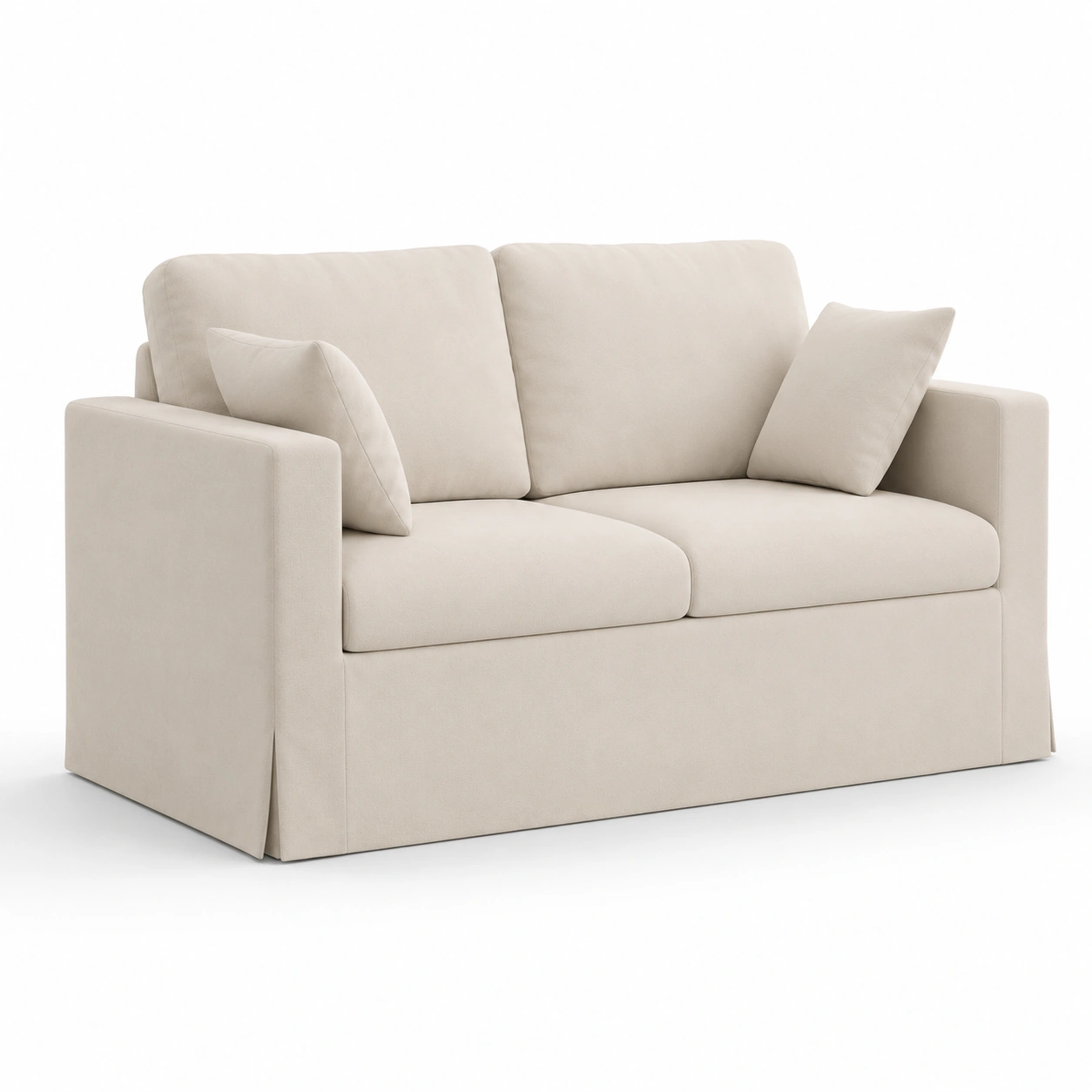Sofa de dos plazas color marfil con cojines-casafinohome