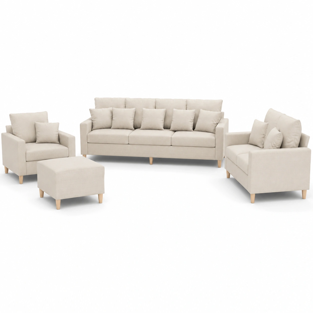 Conjunto de sofa tapizado color marfil de 4 piezas-casafinohome