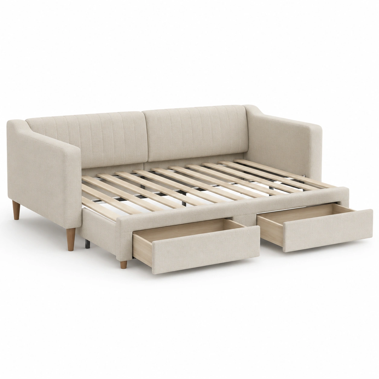 Sofa cama color marfil con cajones-casafinohome