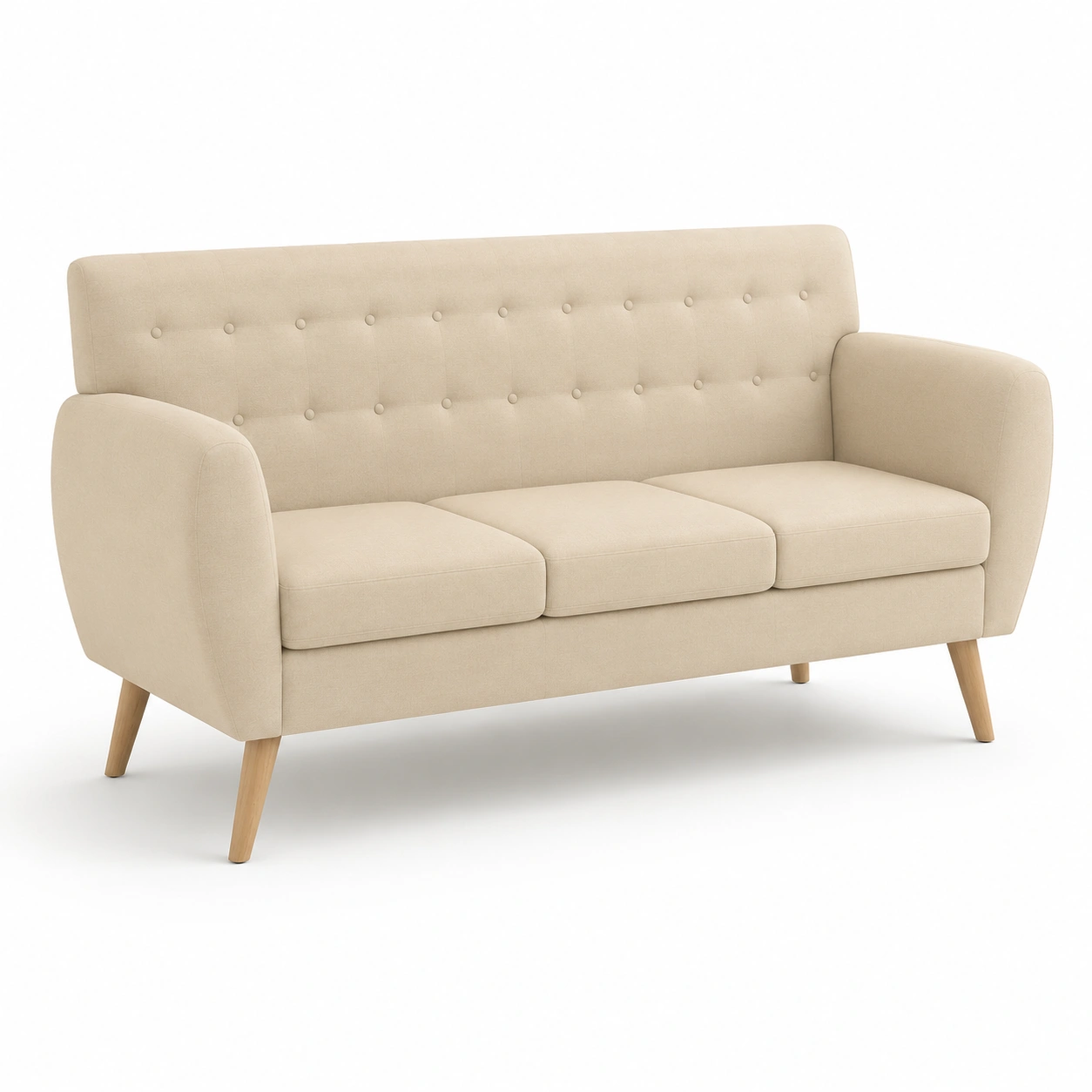 Sofa retro de 3 plazas color marfil-casafinohome