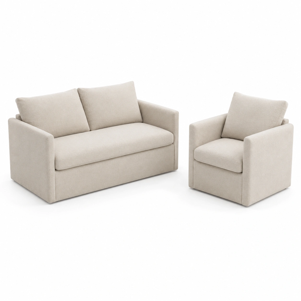 Conjunto de sillon y sofa color marfil-casafinohome