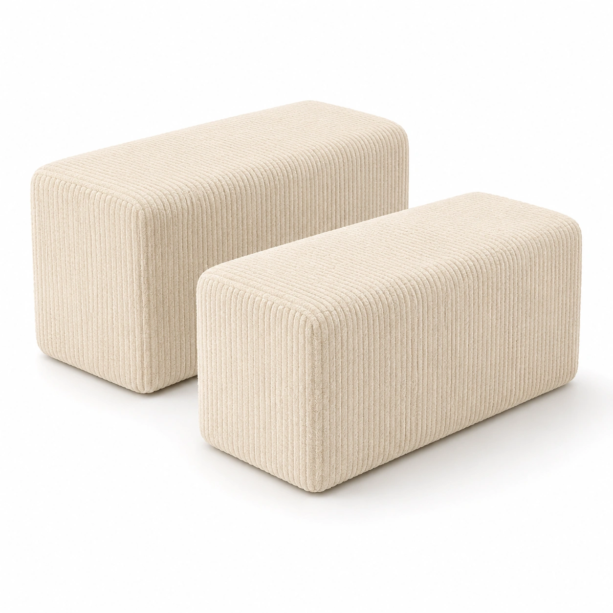 Set de 2 otomanas rectangulares beige-casafinohome