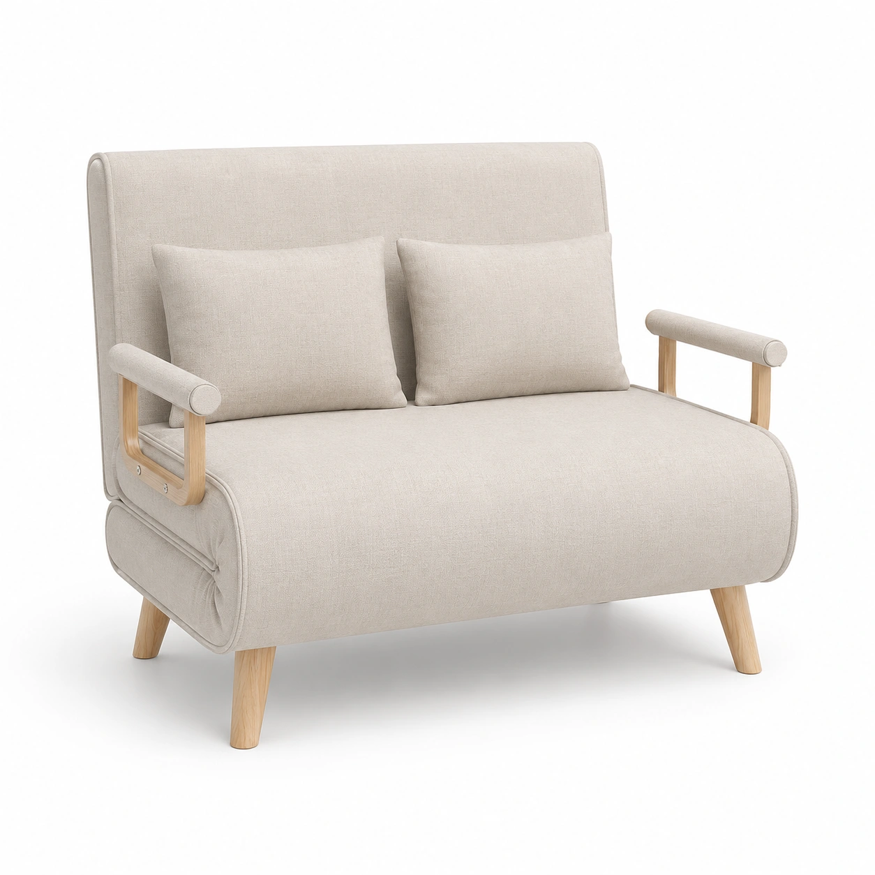 Sofa plegable de dos plazas color marfil-casafinohome